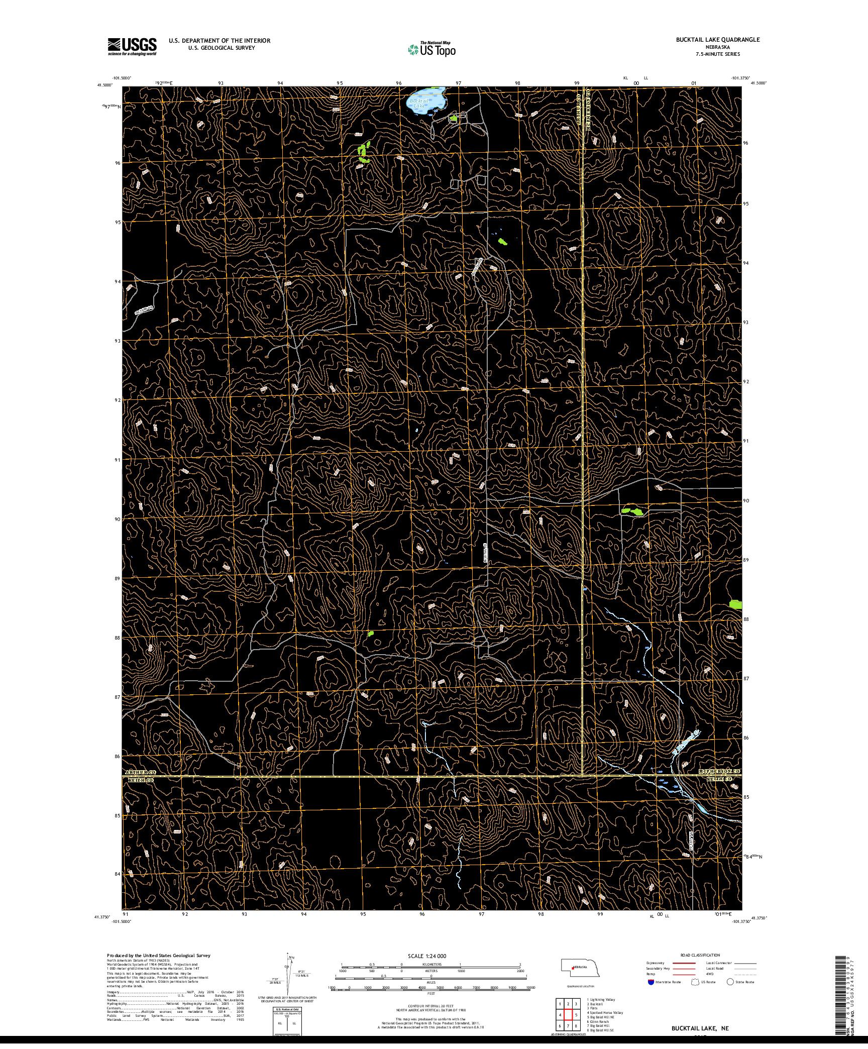 USGS US TOPO 7.5-MINUTE MAP FOR BUCKTAIL LAKE, NE 2017