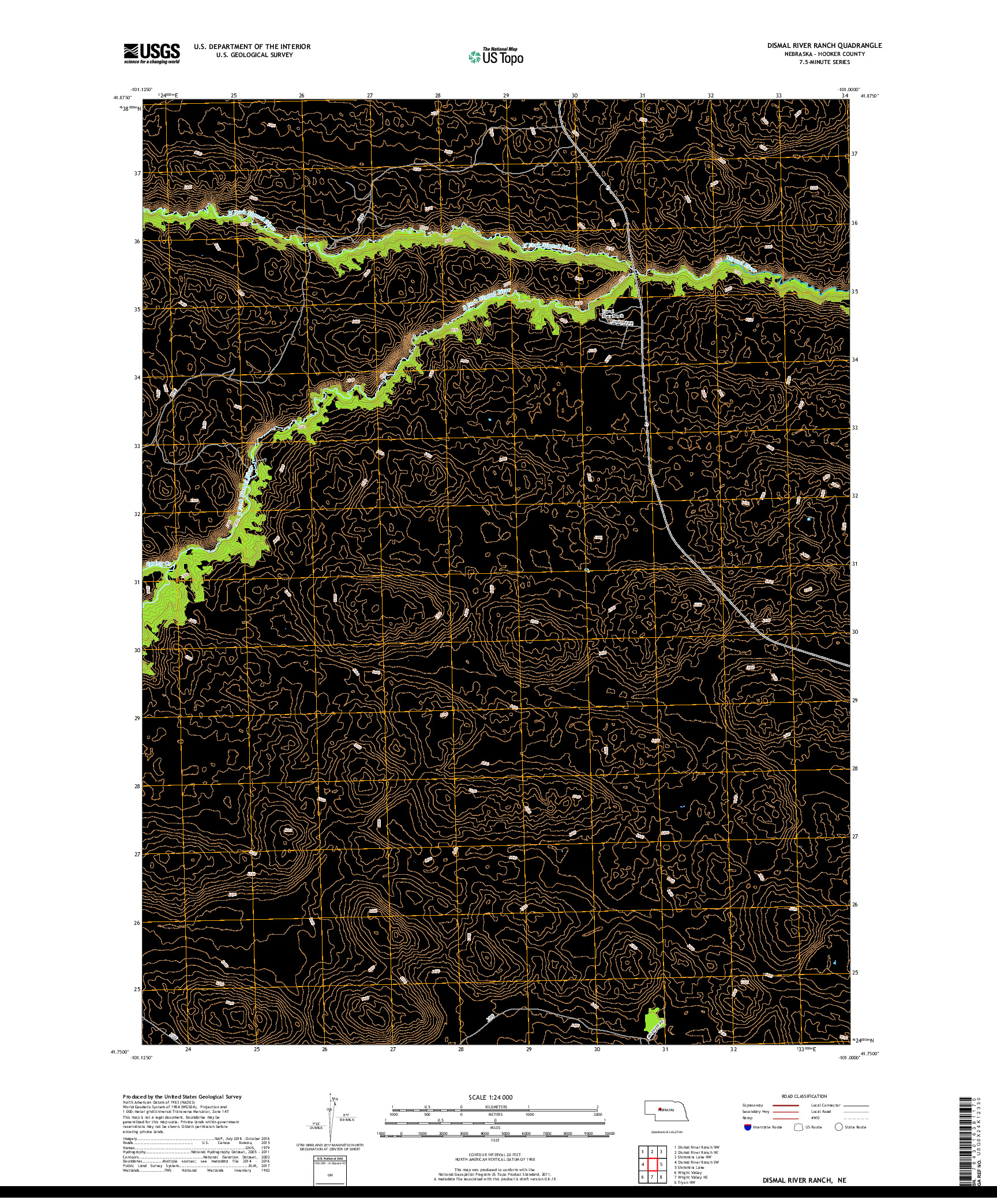 USGS US TOPO 7.5-MINUTE MAP FOR DISMAL RIVER RANCH, NE 2017