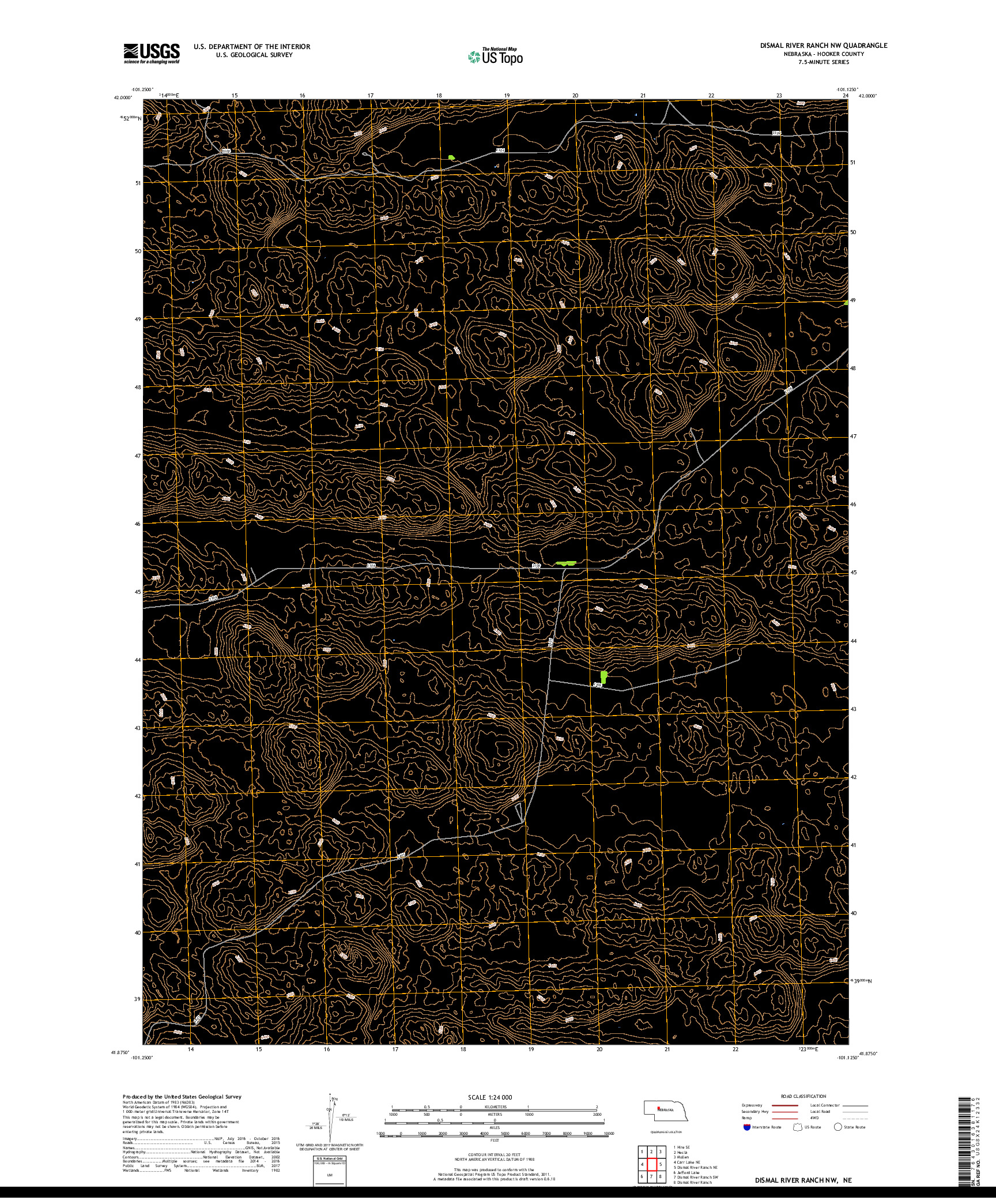 USGS US TOPO 7.5-MINUTE MAP FOR DISMAL RIVER RANCH NW, NE 2017