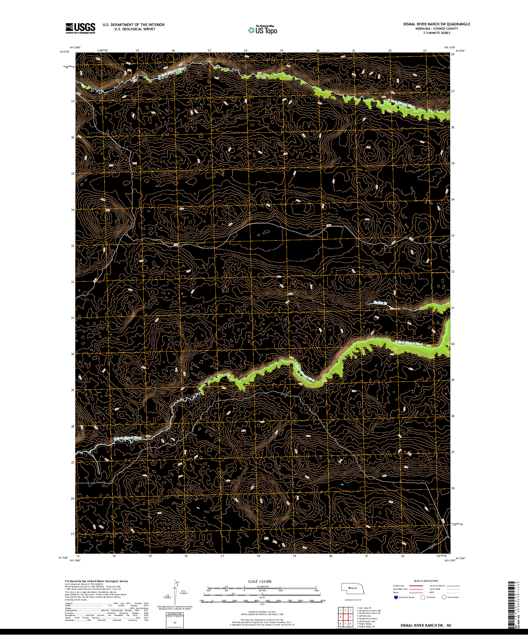 USGS US TOPO 7.5-MINUTE MAP FOR DISMAL RIVER RANCH SW, NE 2017