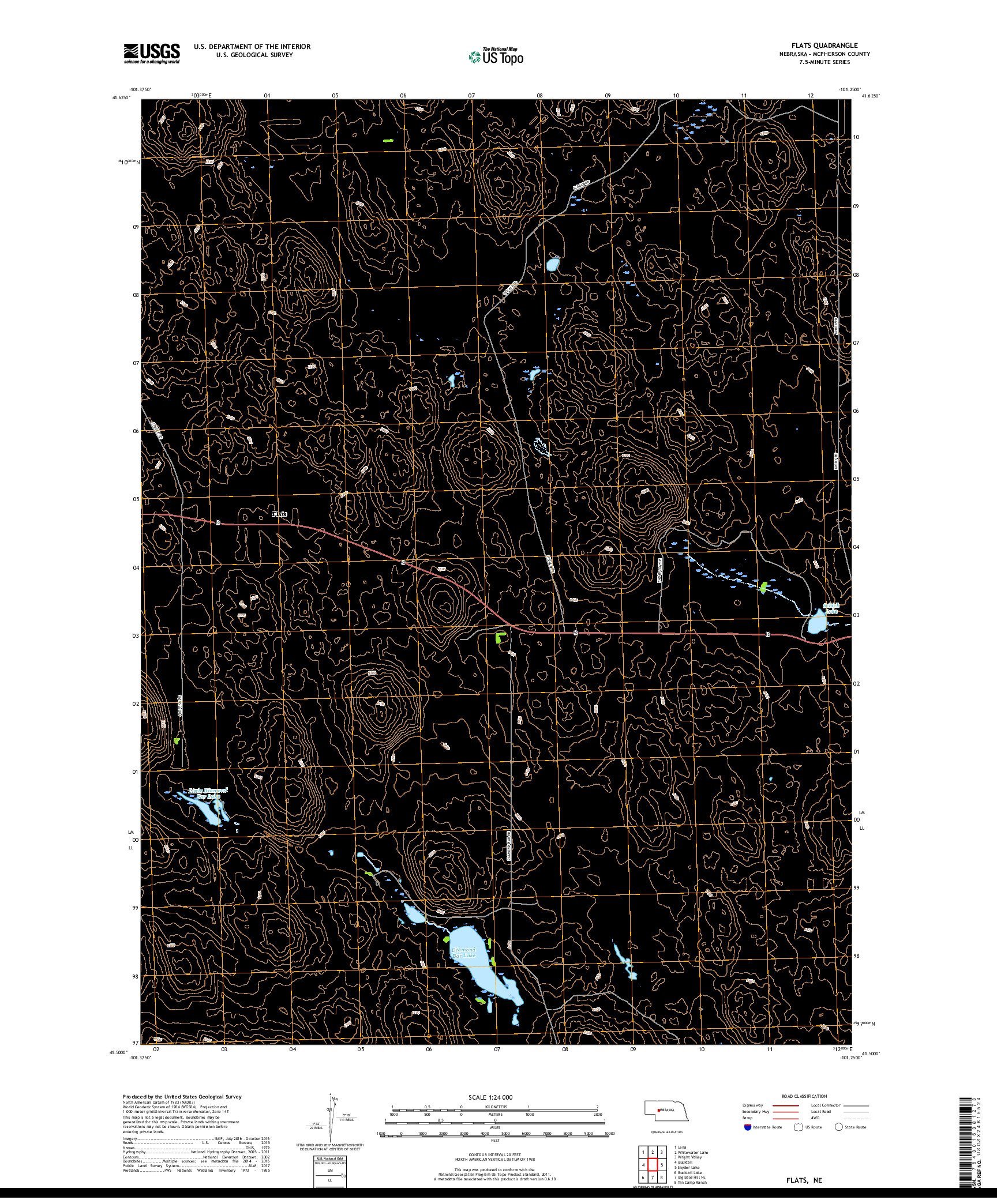 USGS US TOPO 7.5-MINUTE MAP FOR FLATS, NE 2017