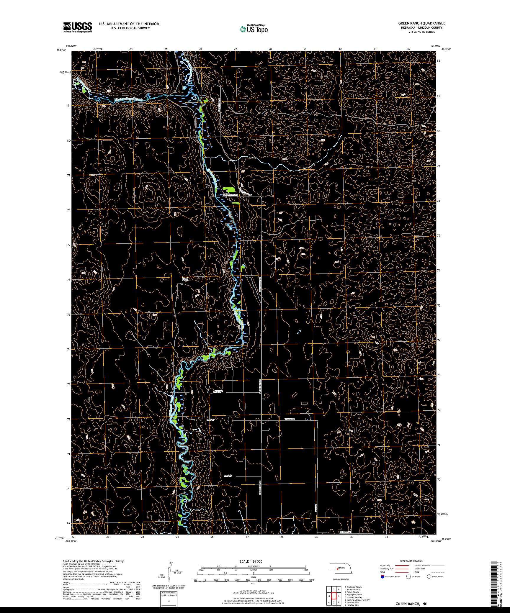 USGS US TOPO 7.5-MINUTE MAP FOR GREEN RANCH, NE 2017