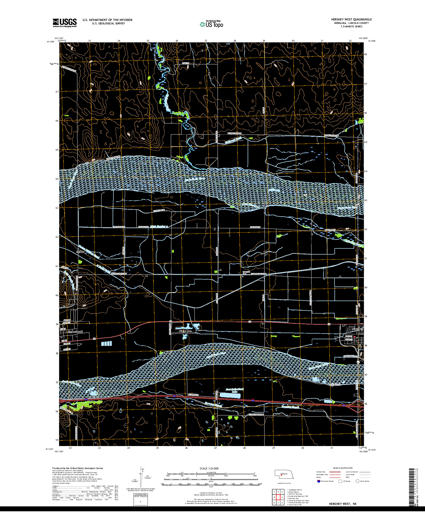 USGS US TOPO 7.5-MINUTE MAP FOR HERSHEY WEST, NE 2017