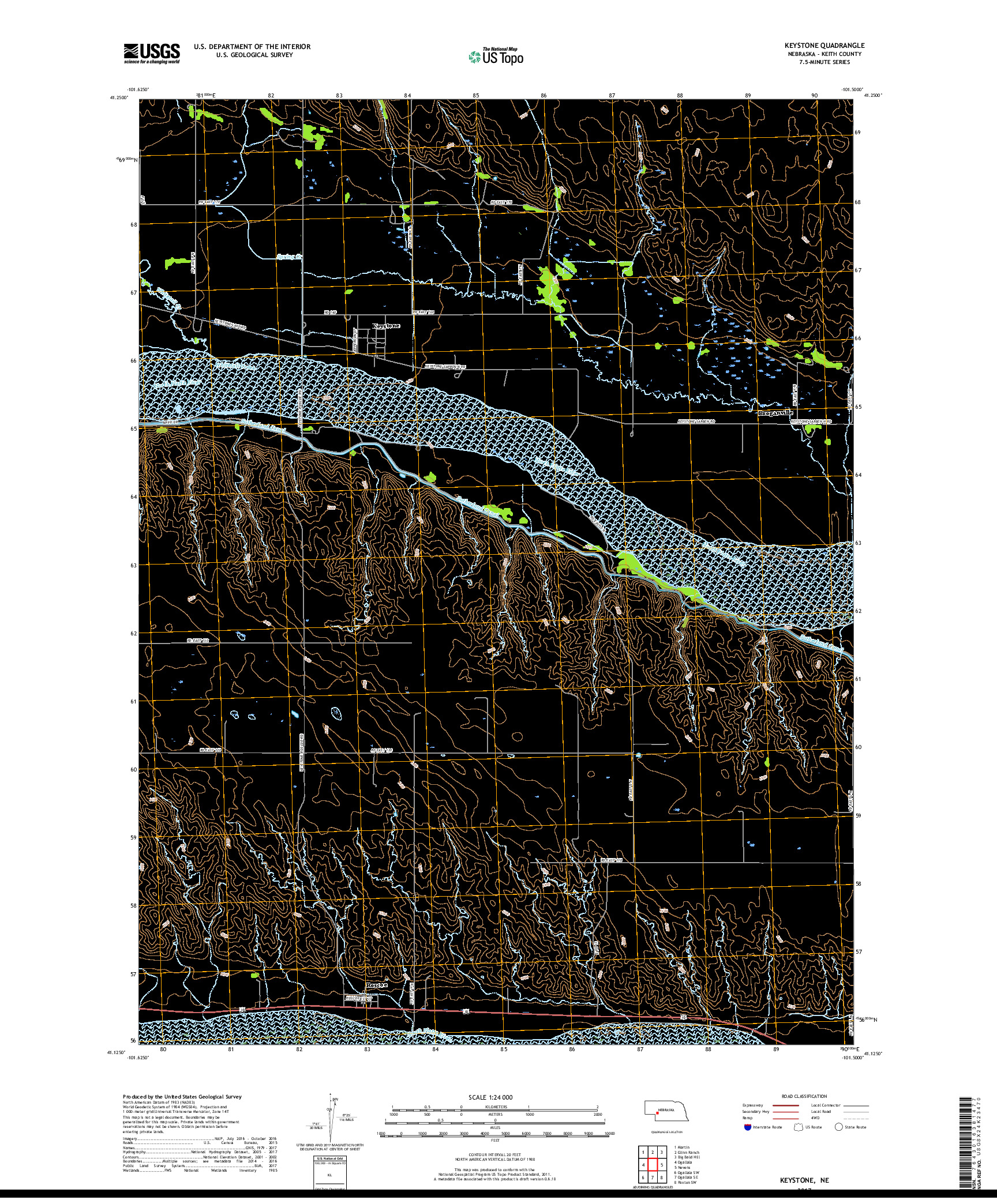 USGS US TOPO 7.5-MINUTE MAP FOR KEYSTONE, NE 2017