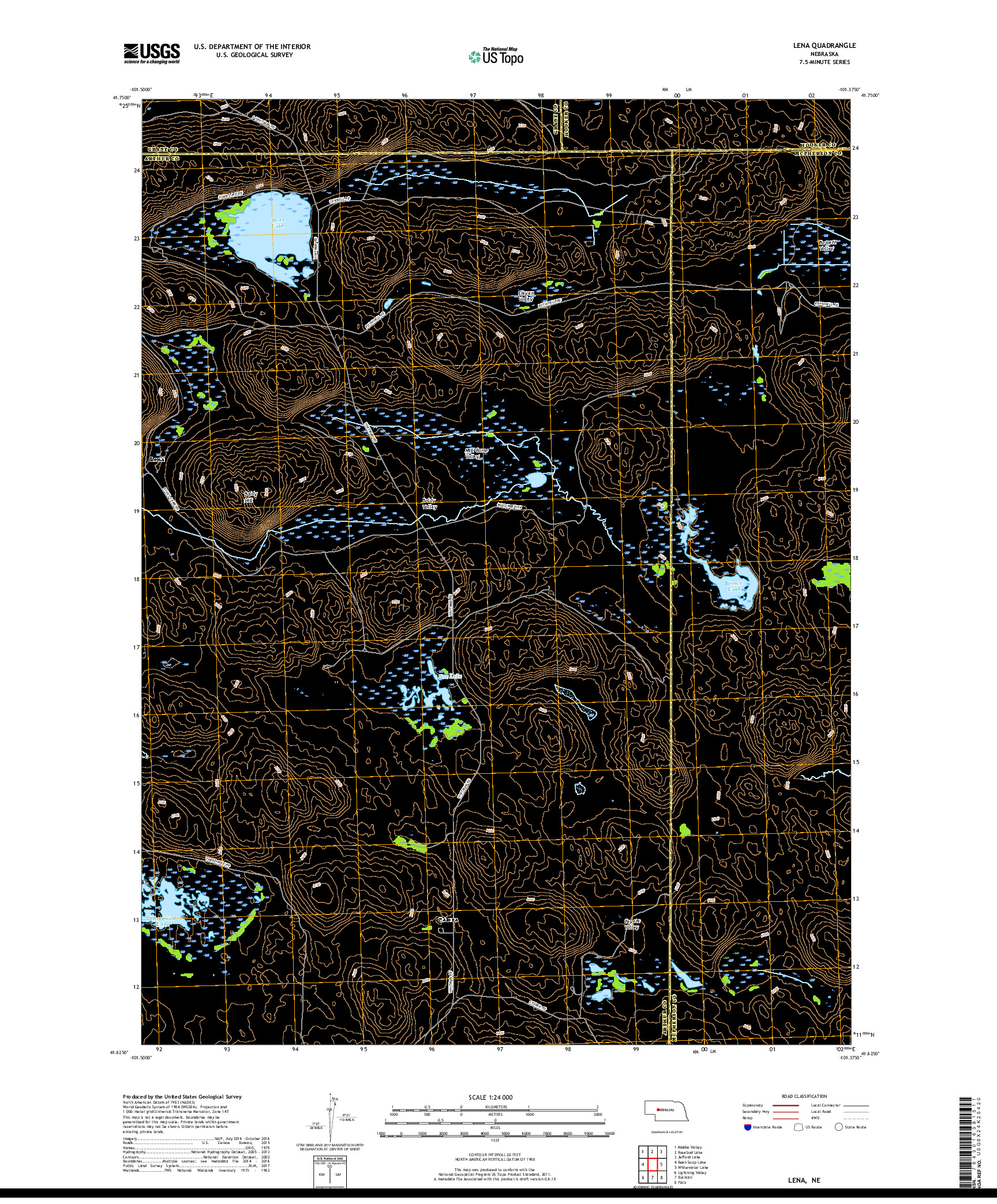 USGS US TOPO 7.5-MINUTE MAP FOR LENA, NE 2017