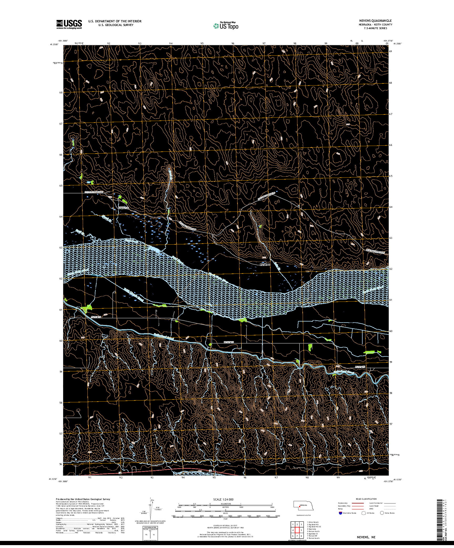 USGS US TOPO 7.5-MINUTE MAP FOR NEVENS, NE 2017