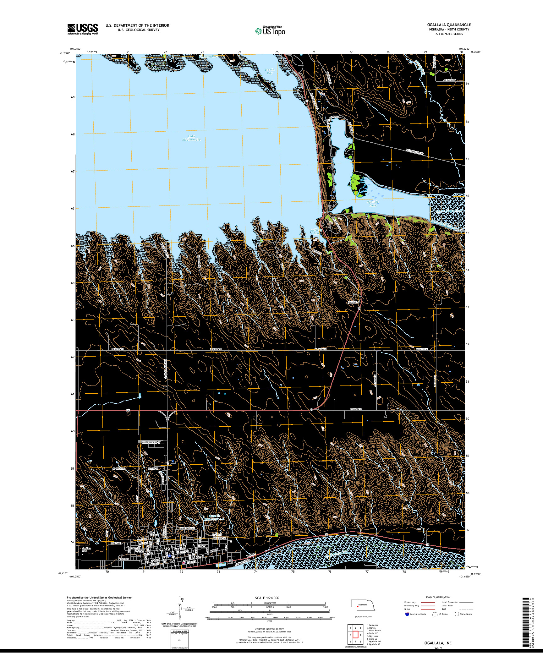 USGS US TOPO 7.5-MINUTE MAP FOR OGALLALA, NE 2017