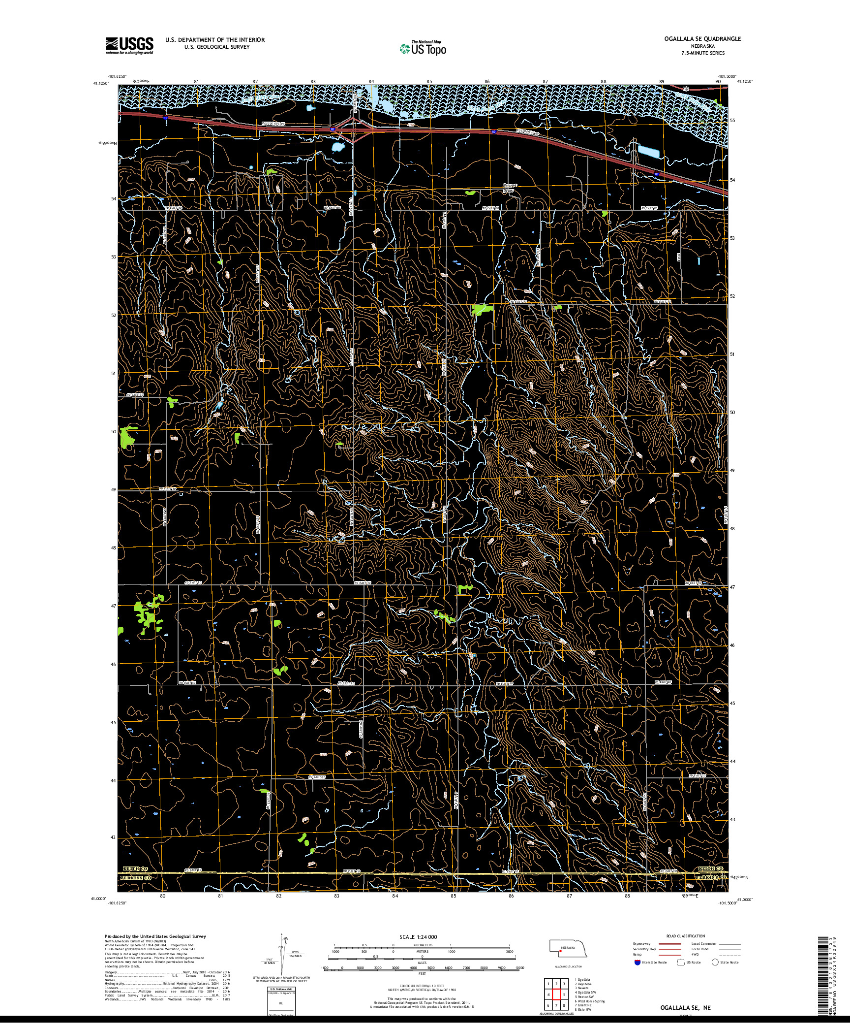 USGS US TOPO 7.5-MINUTE MAP FOR OGALLALA SE, NE 2017