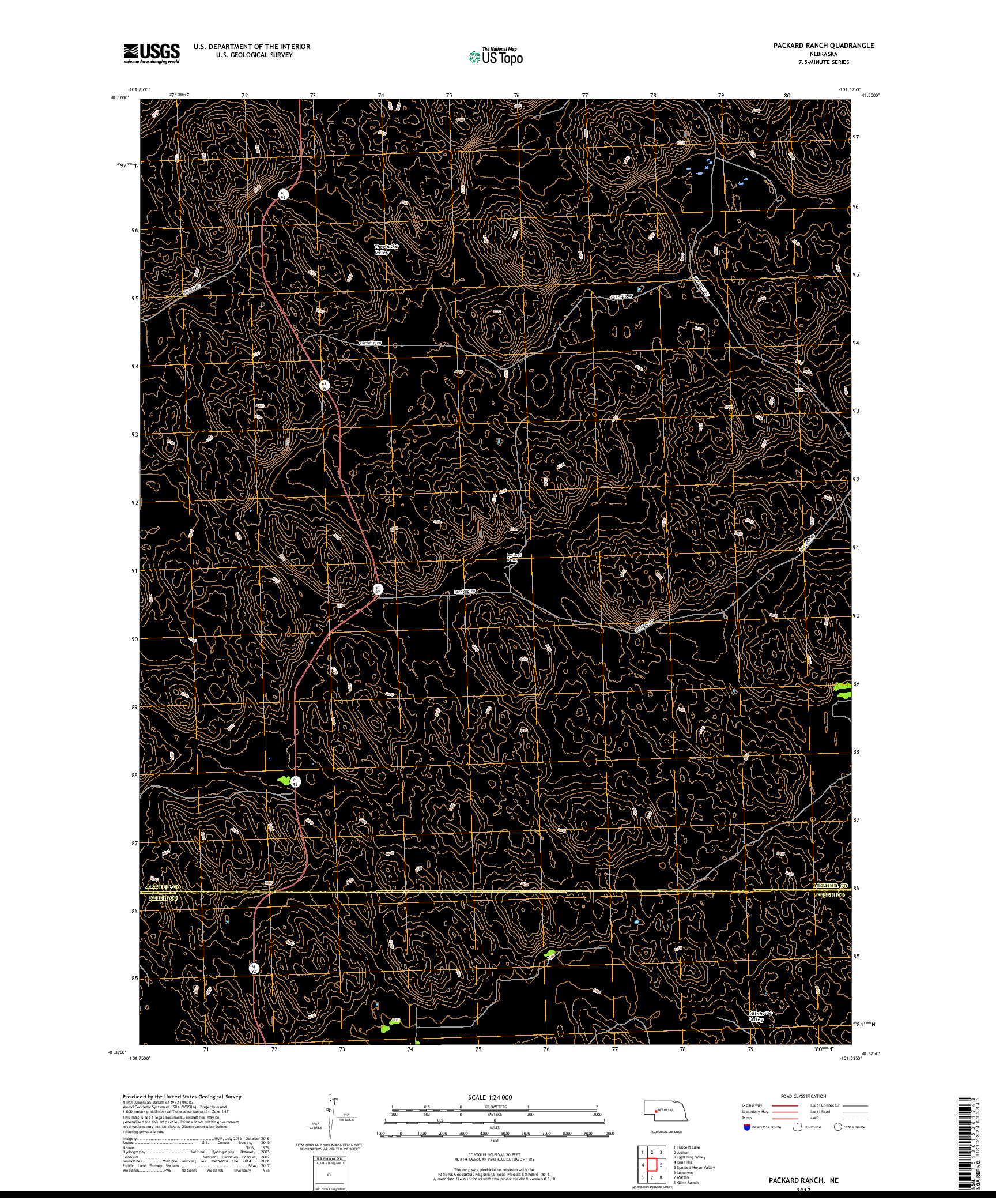 USGS US TOPO 7.5-MINUTE MAP FOR PACKARD RANCH, NE 2017