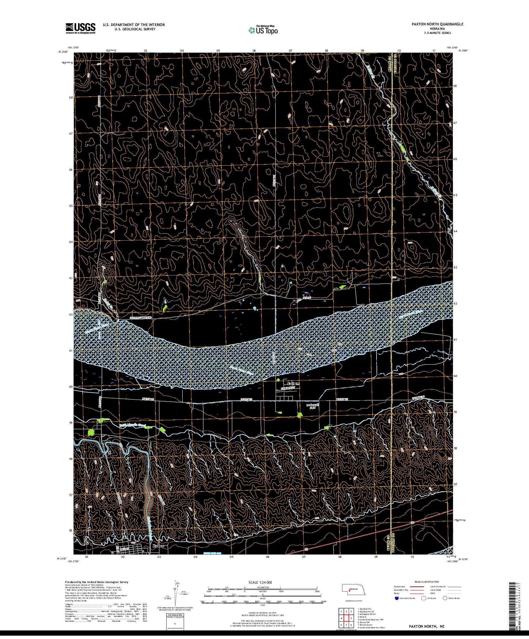 USGS US TOPO 7.5-MINUTE MAP FOR PAXTON NORTH, NE 2017