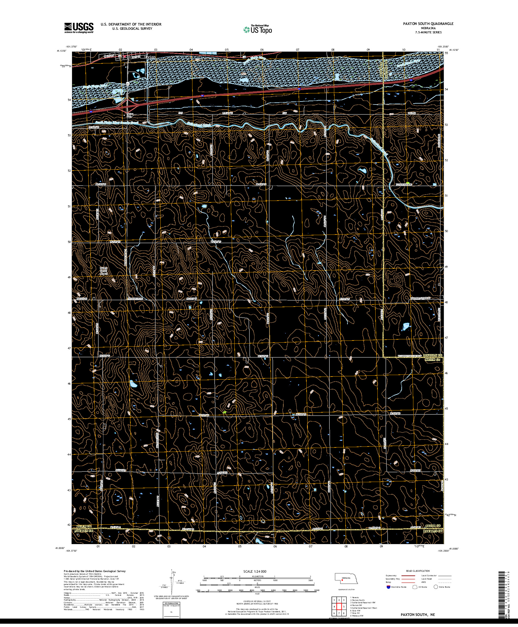 USGS US TOPO 7.5-MINUTE MAP FOR PAXTON SOUTH, NE 2017