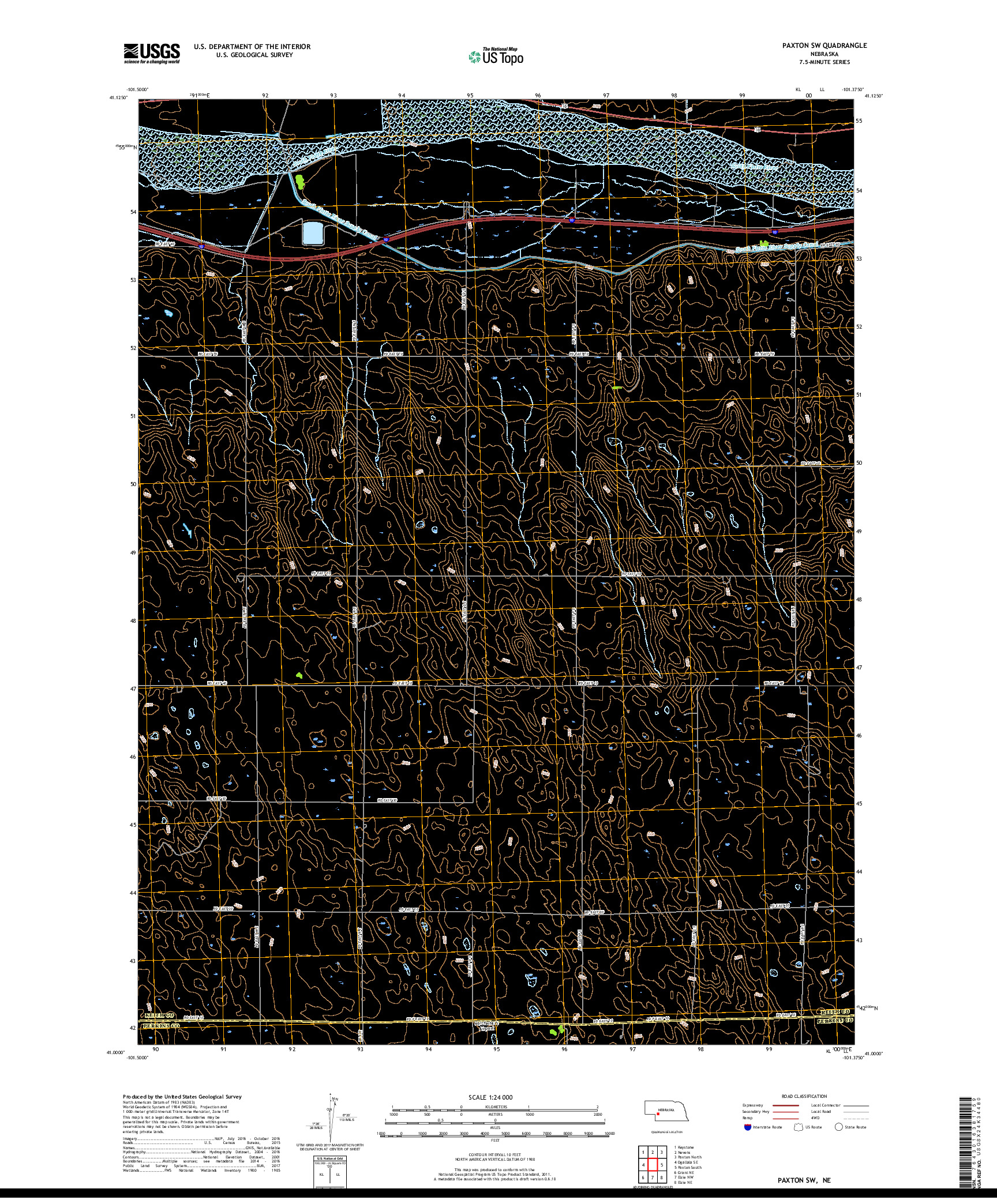 USGS US TOPO 7.5-MINUTE MAP FOR PAXTON SW, NE 2017