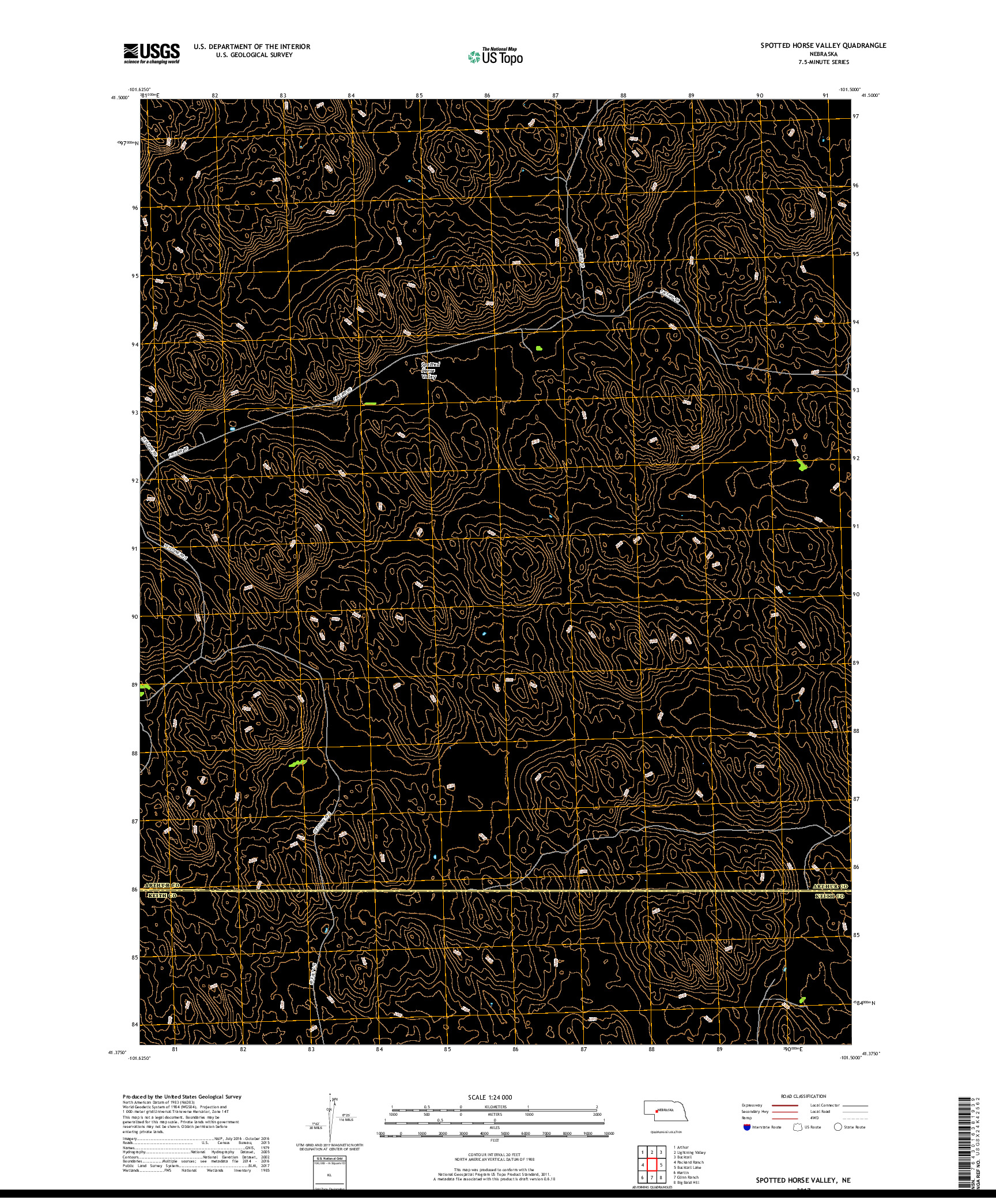 USGS US TOPO 7.5-MINUTE MAP FOR SPOTTED HORSE VALLEY, NE 2017