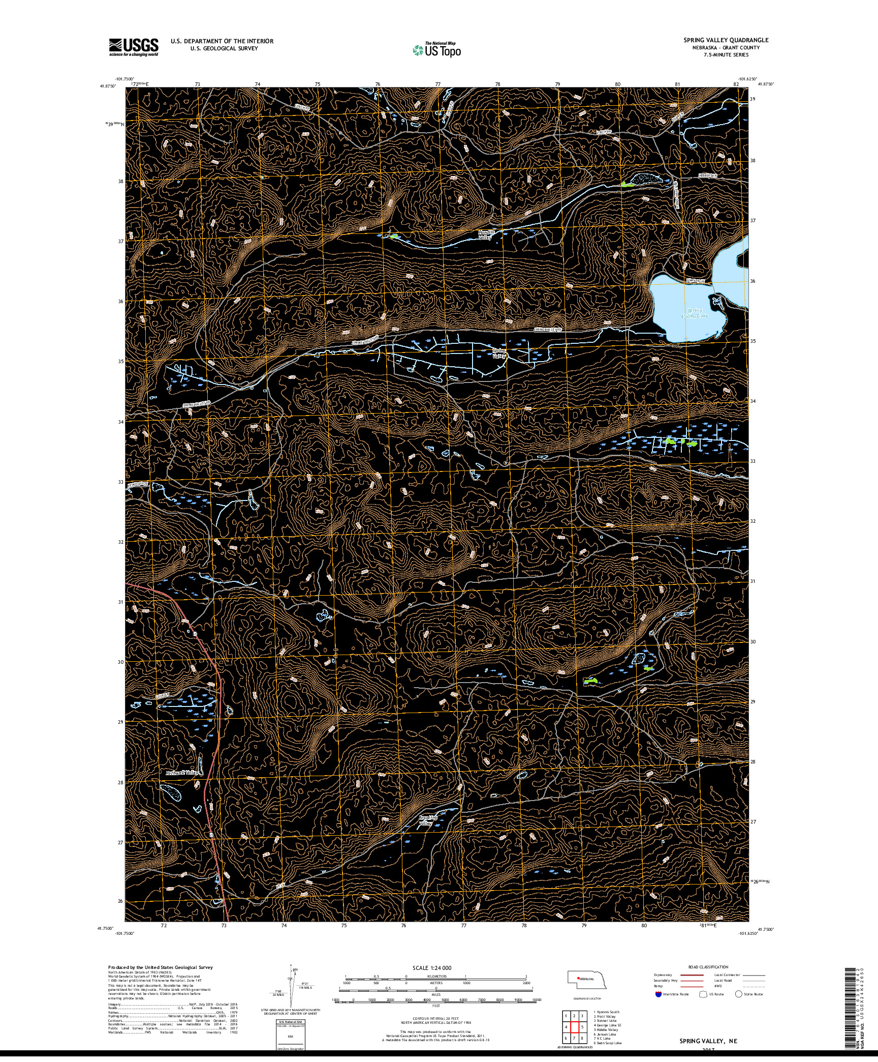 USGS US TOPO 7.5-MINUTE MAP FOR SPRING VALLEY, NE 2017