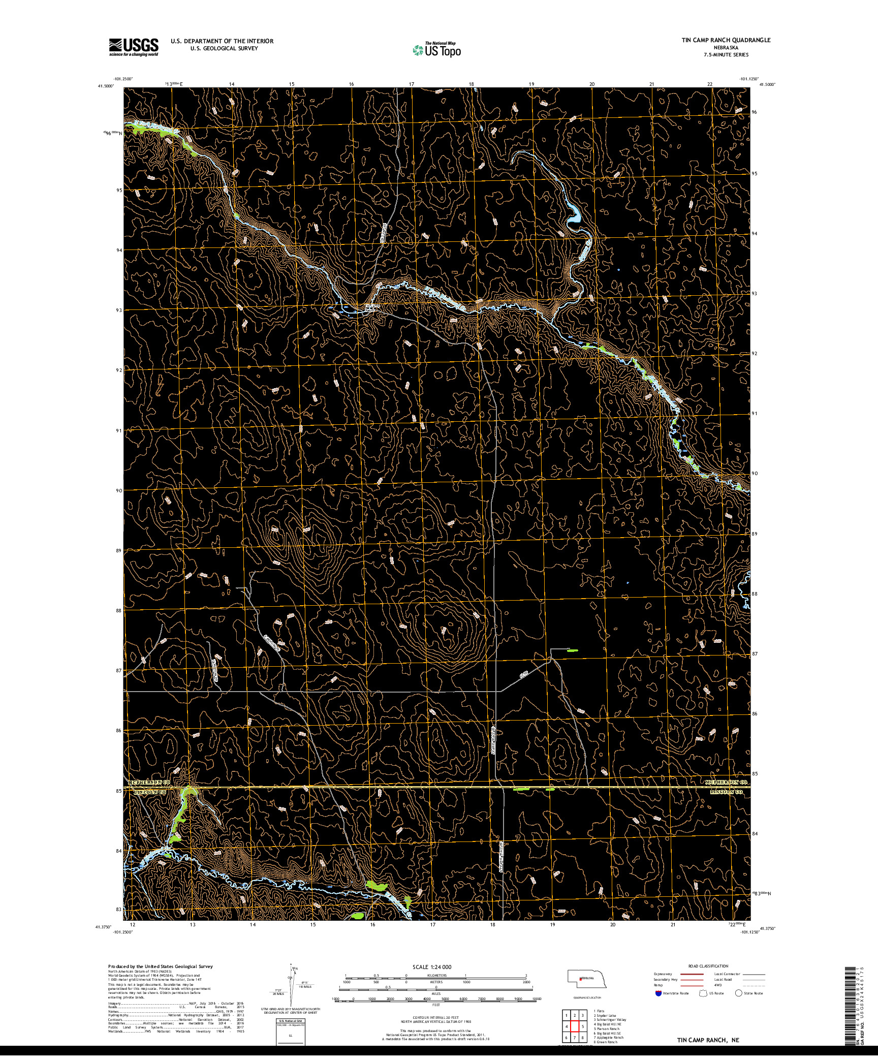 USGS US TOPO 7.5-MINUTE MAP FOR TIN CAMP RANCH, NE 2017