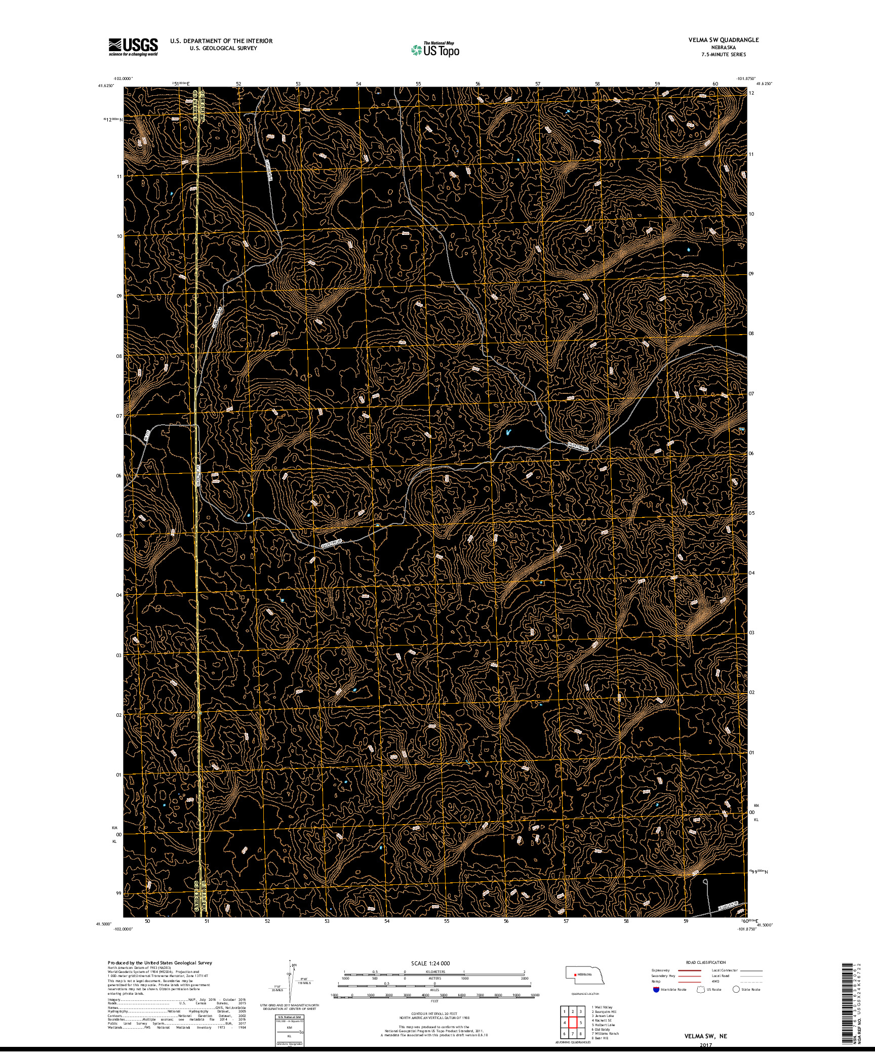 USGS US TOPO 7.5-MINUTE MAP FOR VELMA SW, NE 2017