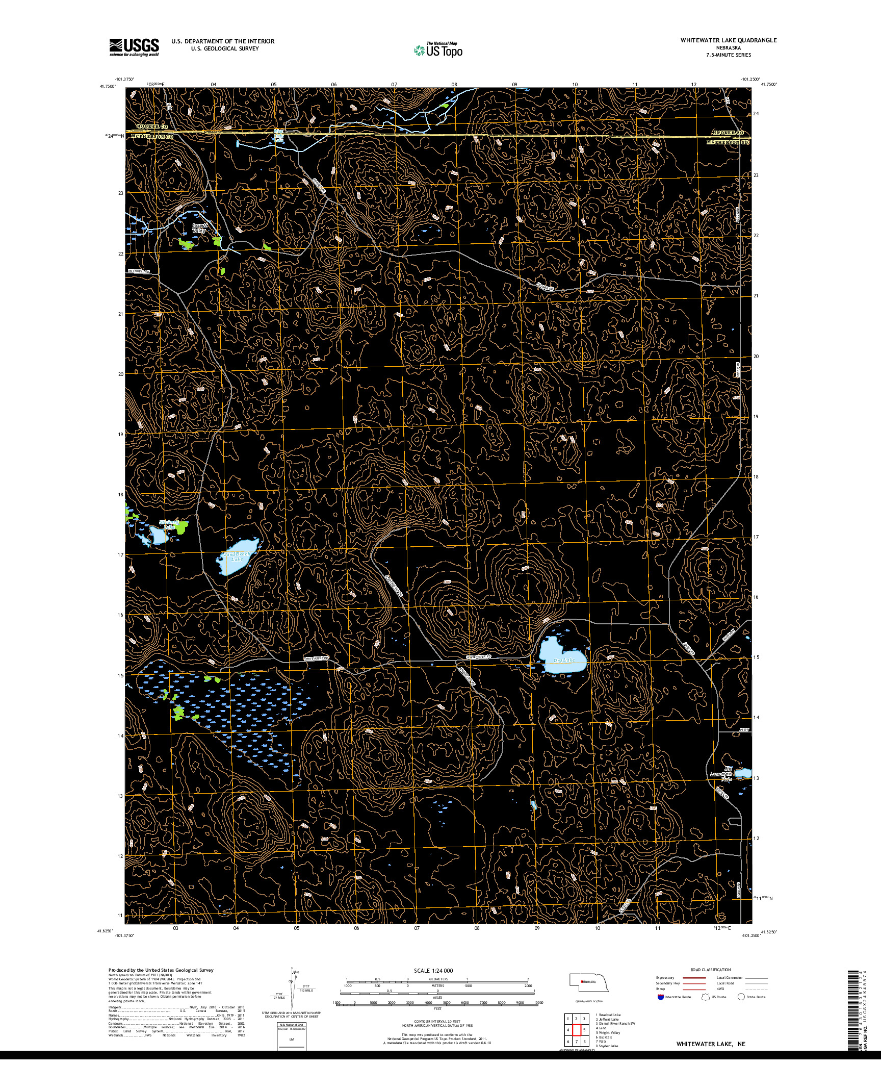 USGS US TOPO 7.5-MINUTE MAP FOR WHITEWATER LAKE, NE 2017