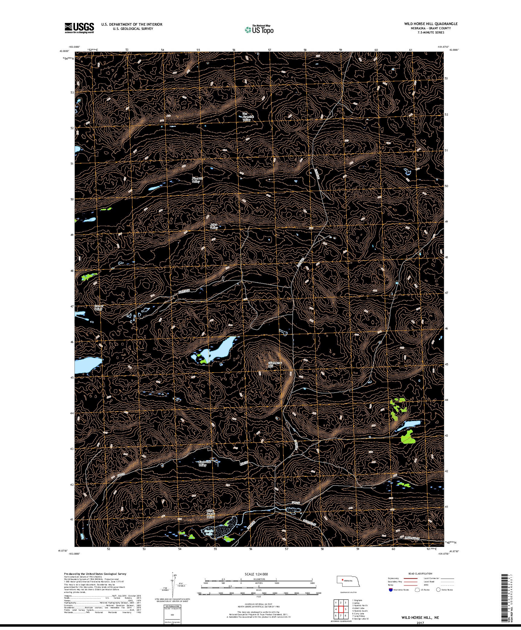 USGS US TOPO 7.5-MINUTE MAP FOR WILD HORSE HILL, NE 2017