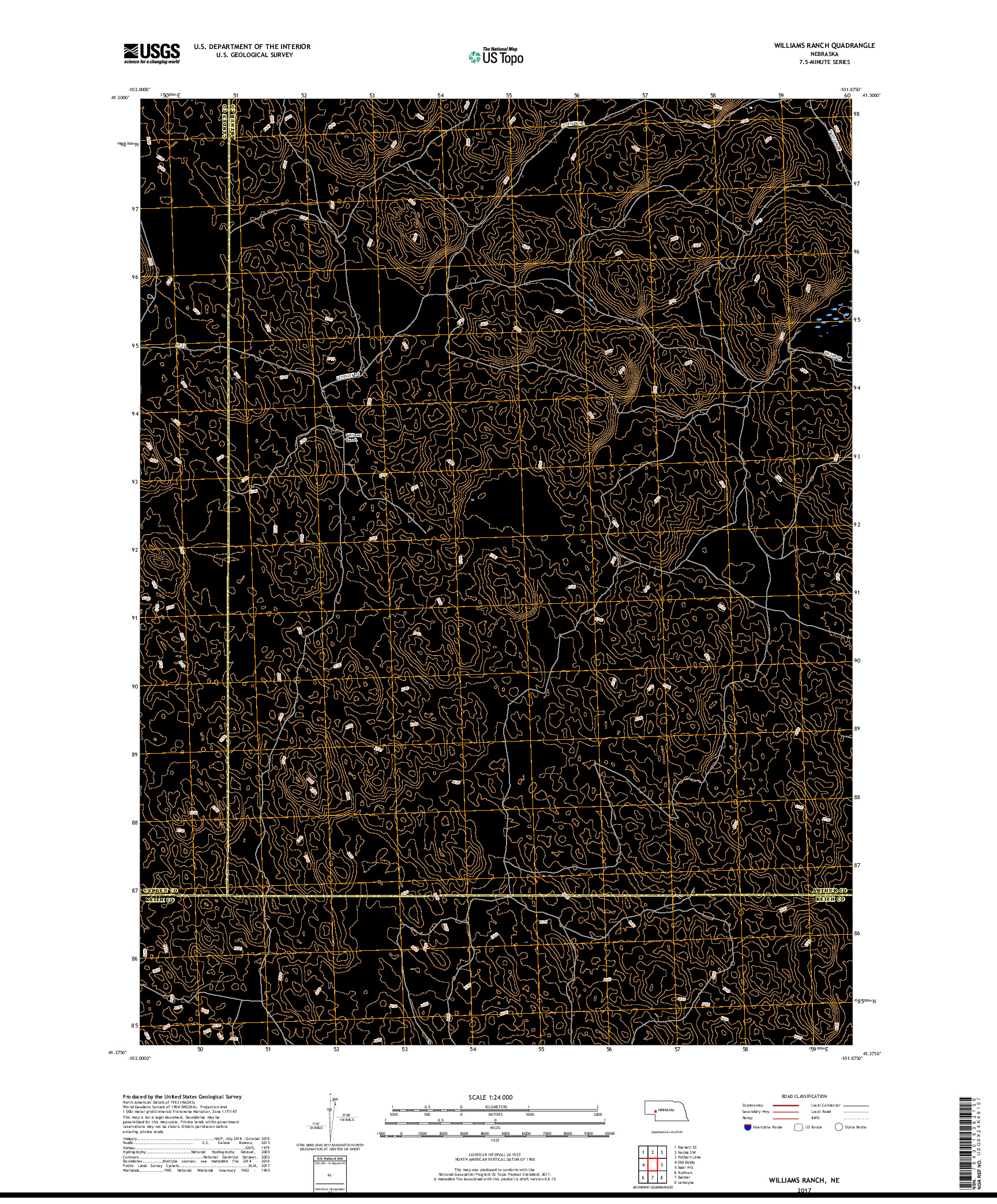 USGS US TOPO 7.5-MINUTE MAP FOR WILLIAMS RANCH, NE 2017