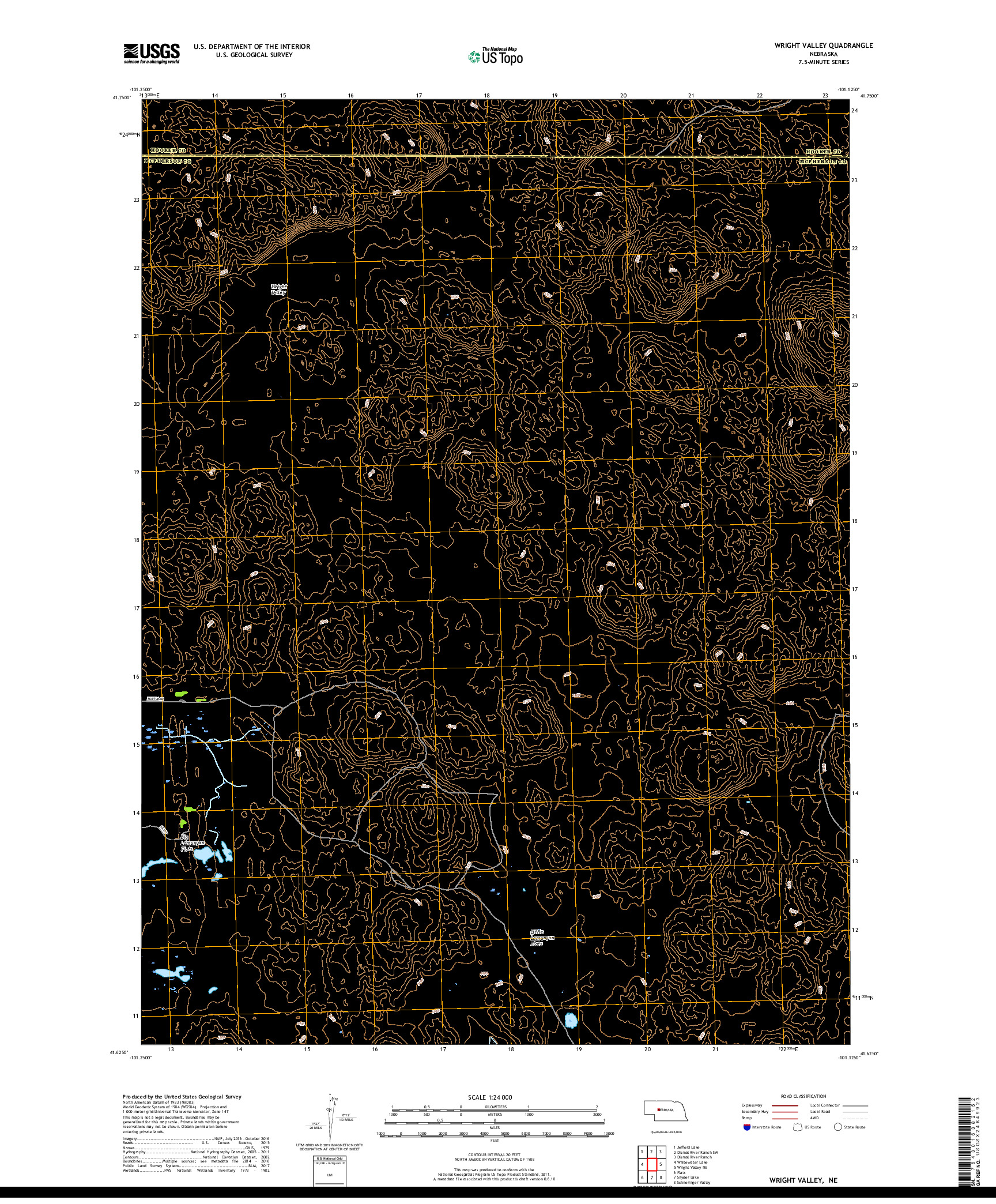 USGS US TOPO 7.5-MINUTE MAP FOR WRIGHT VALLEY, NE 2017