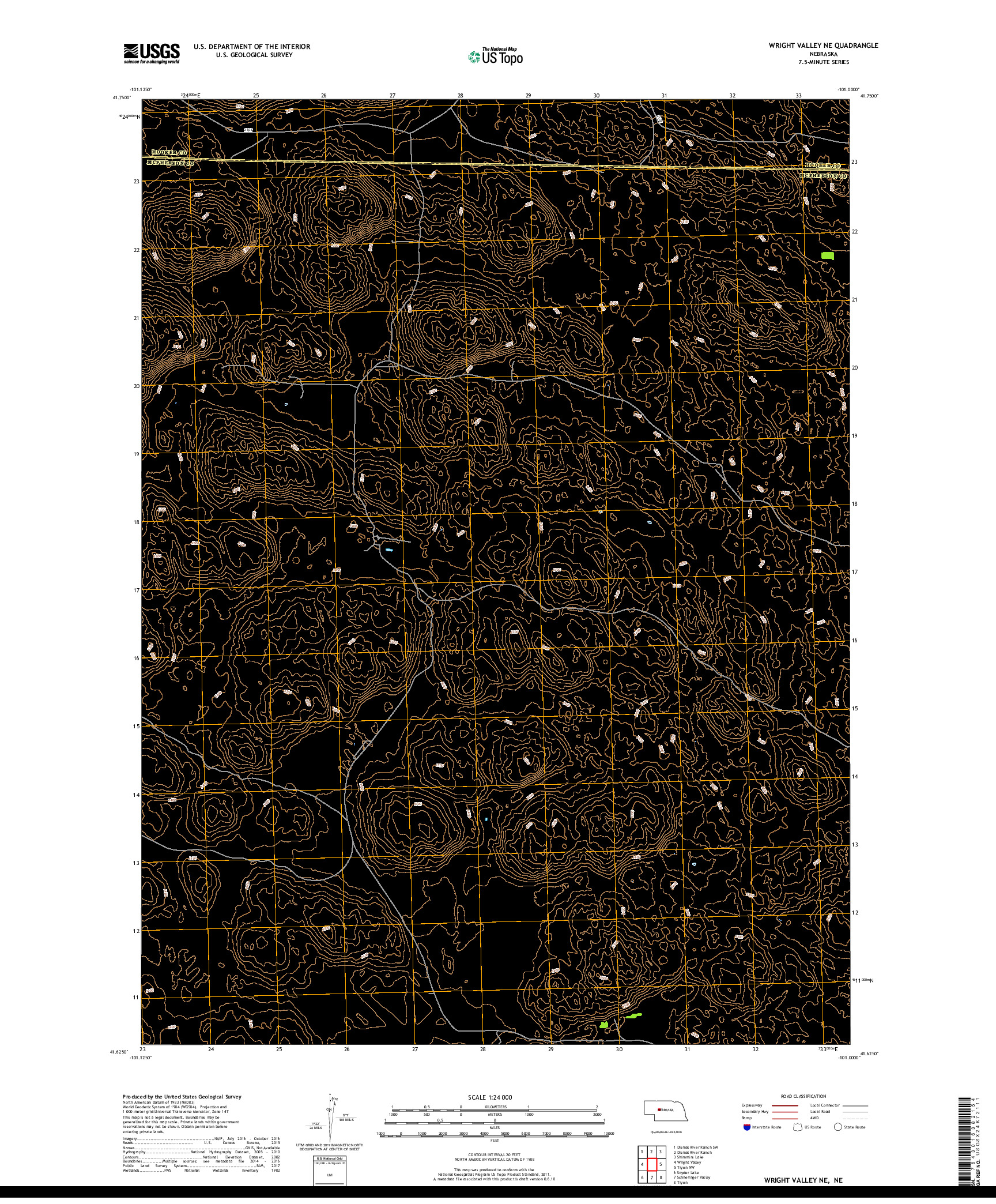 USGS US TOPO 7.5-MINUTE MAP FOR WRIGHT VALLEY NE, NE 2017