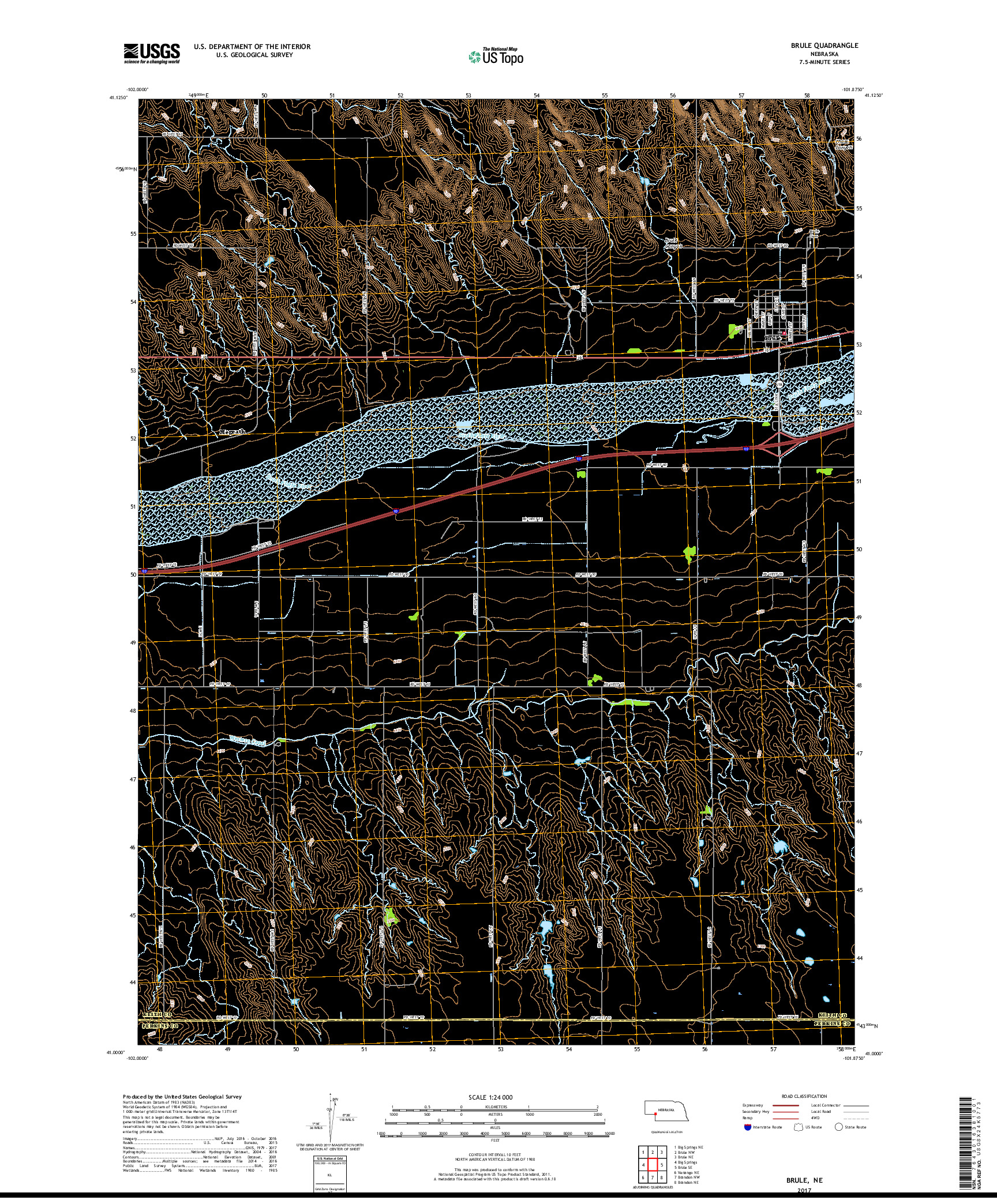 USGS US TOPO 7.5-MINUTE MAP FOR BRULE, NE 2017