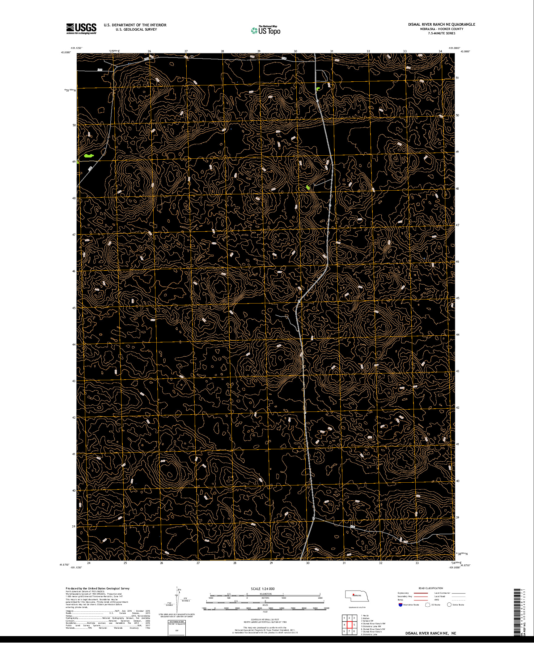 USGS US TOPO 7.5-MINUTE MAP FOR DISMAL RIVER RANCH NE, NE 2017