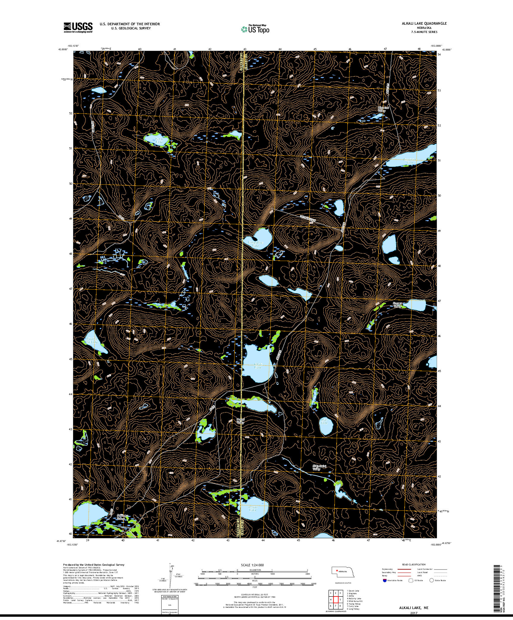 USGS US TOPO 7.5-MINUTE MAP FOR ALKALI LAKE, NE 2017