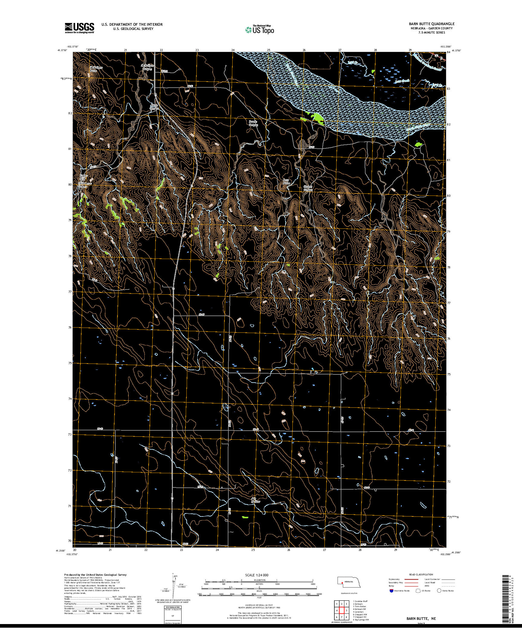 USGS US TOPO 7.5-MINUTE MAP FOR BARN BUTTE, NE 2017