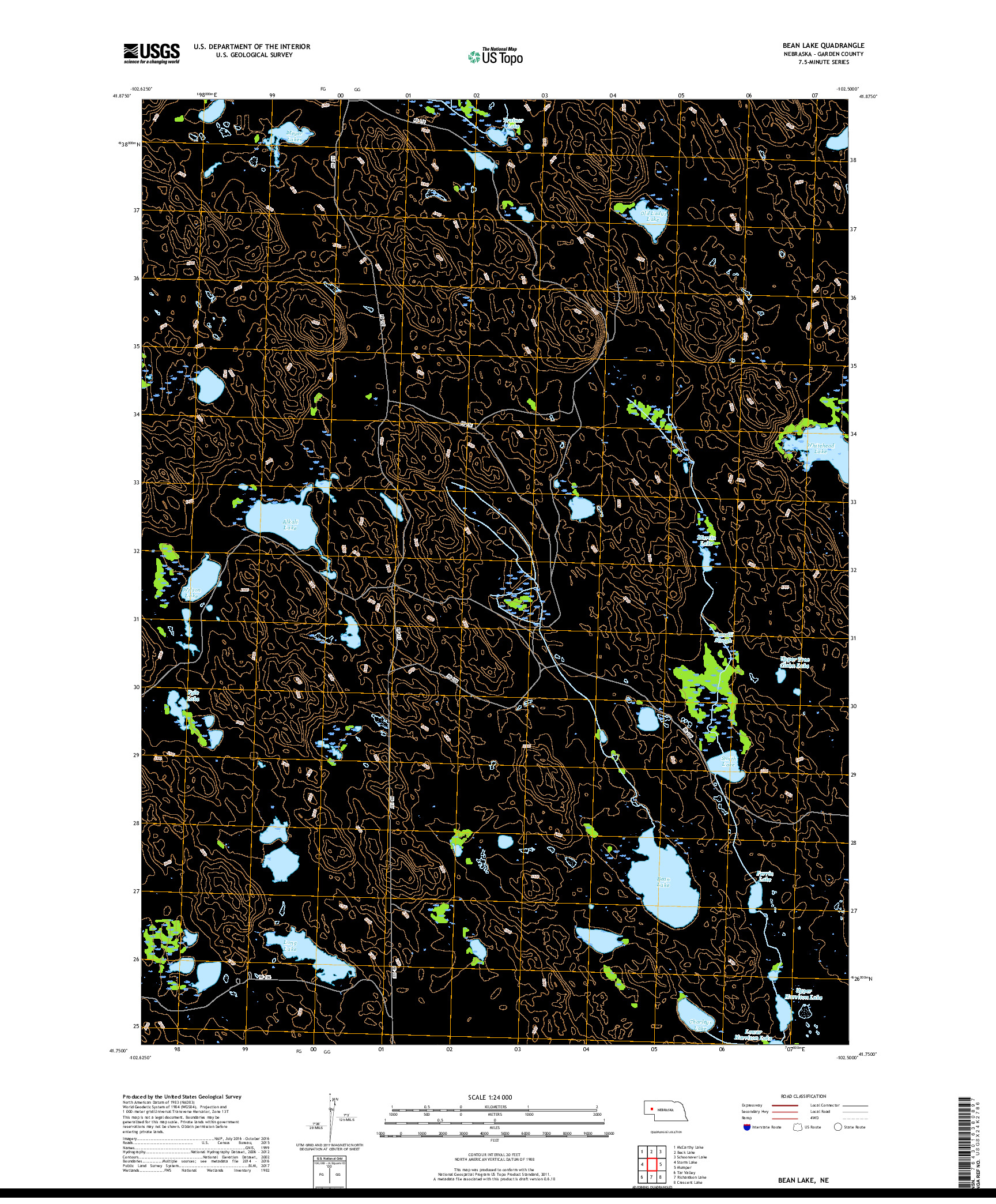 USGS US TOPO 7.5-MINUTE MAP FOR BEAN LAKE, NE 2017