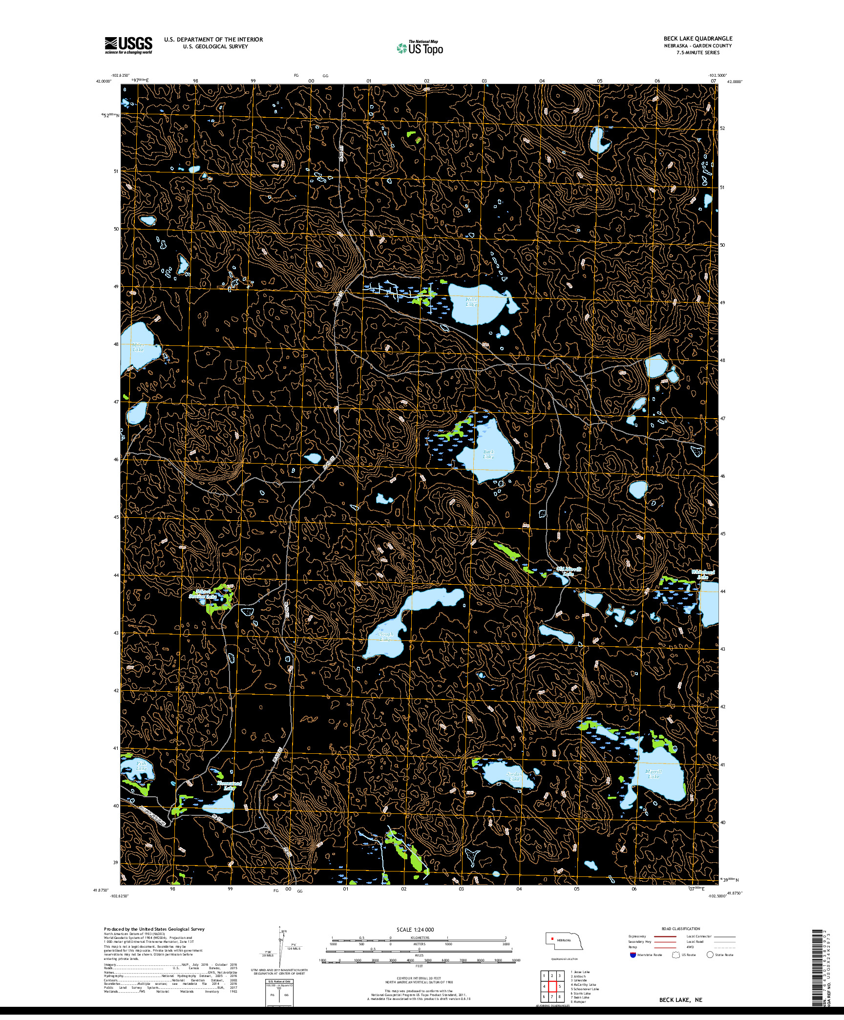 USGS US TOPO 7.5-MINUTE MAP FOR BECK LAKE, NE 2017