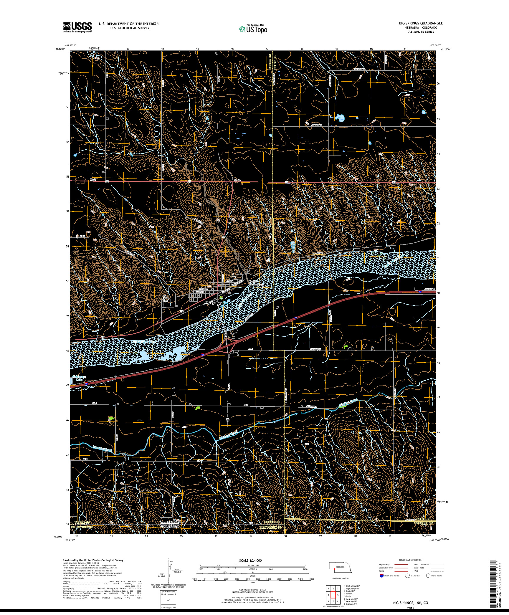 USGS US TOPO 7.5-MINUTE MAP FOR BIG SPRINGS, NE,CO 2017