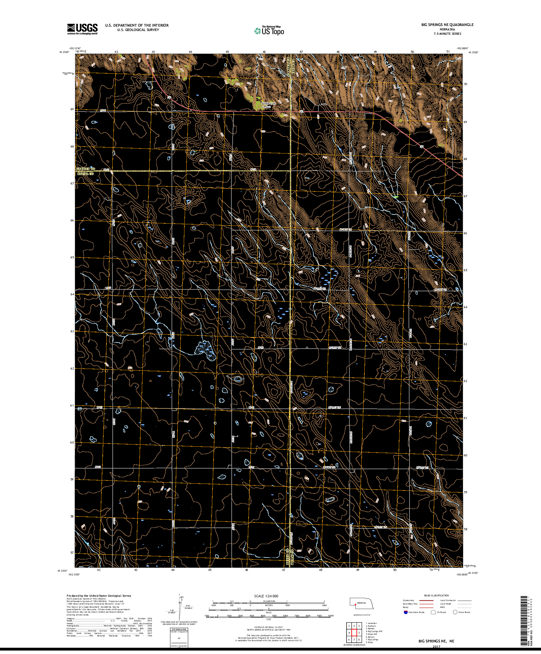 USGS US TOPO 7.5-MINUTE MAP FOR BIG SPRINGS NE, NE 2017