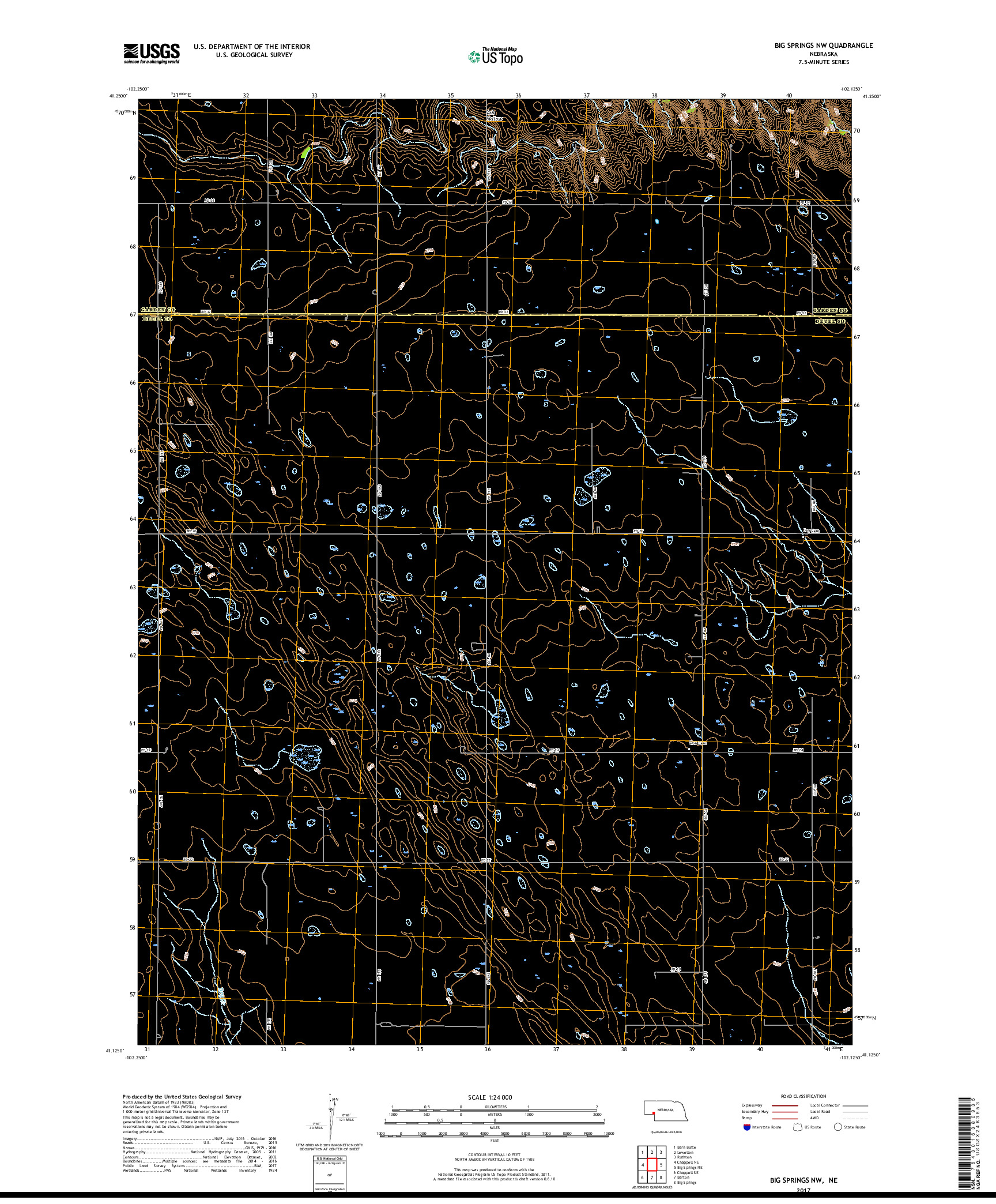 USGS US TOPO 7.5-MINUTE MAP FOR BIG SPRINGS NW, NE 2017