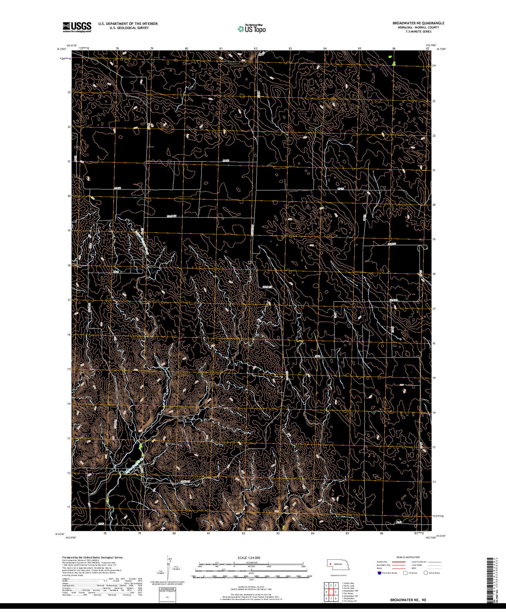 USGS US TOPO 7.5-MINUTE MAP FOR BROADWATER NE, NE 2017