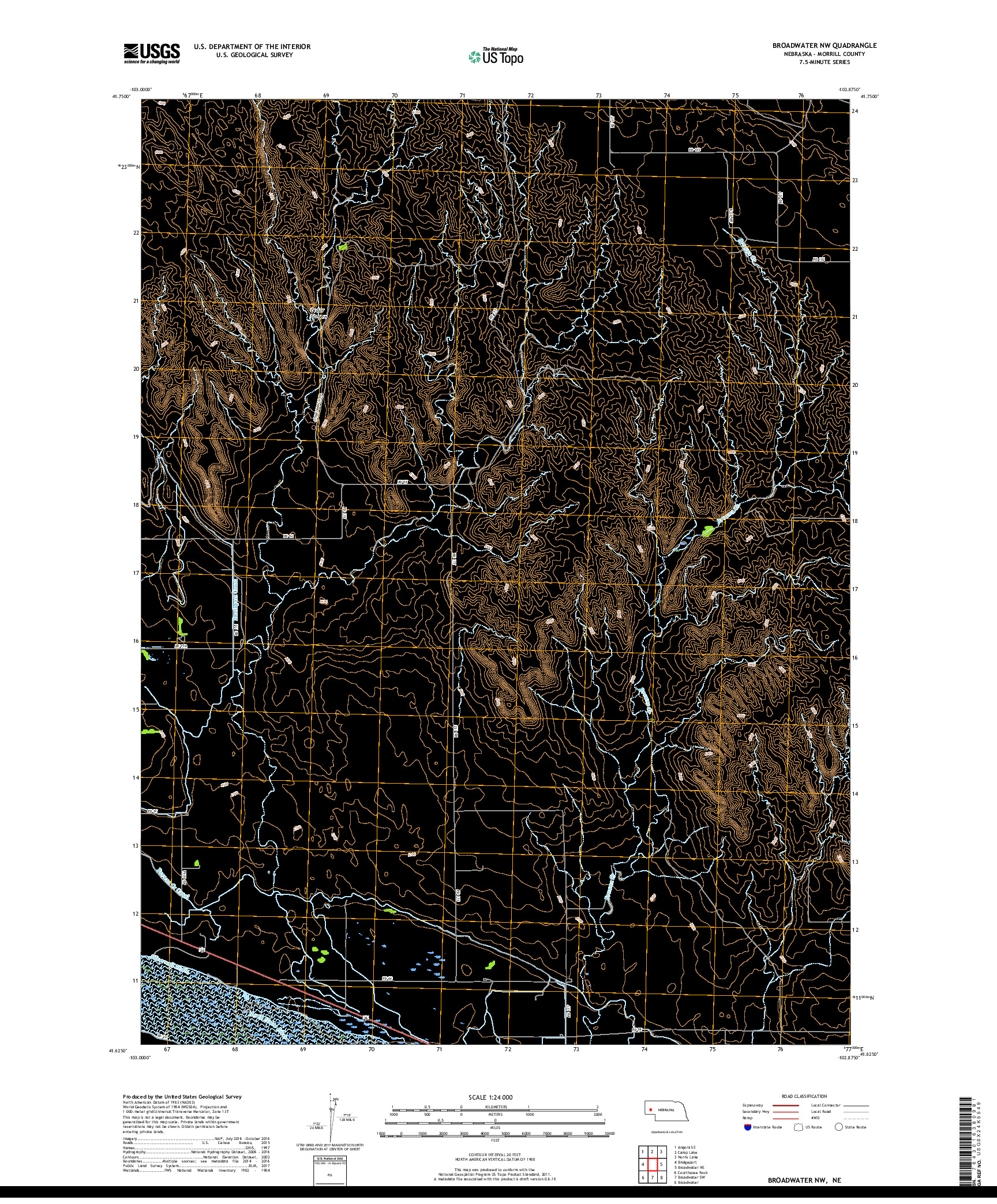 USGS US TOPO 7.5-MINUTE MAP FOR BROADWATER NW, NE 2017