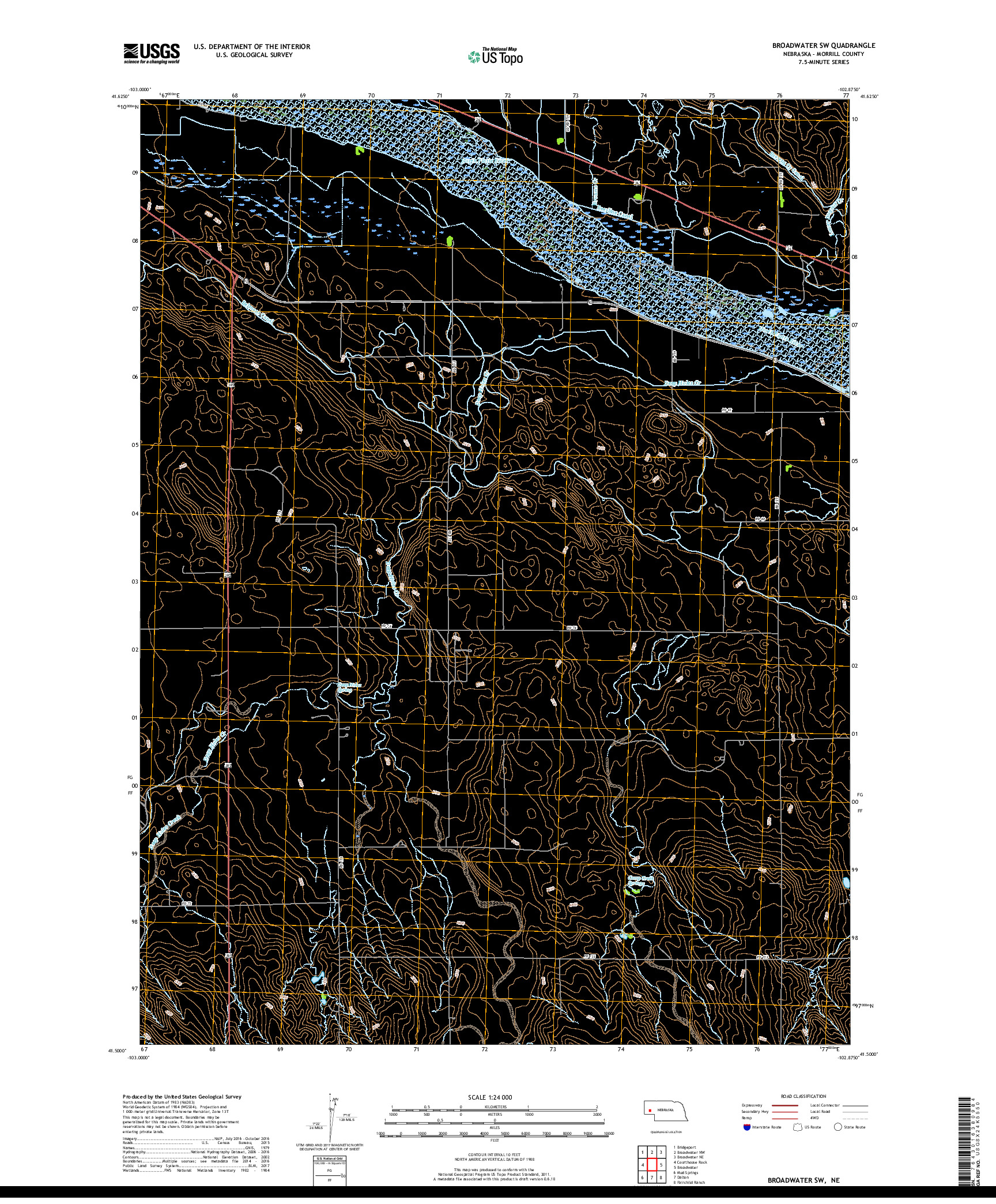 USGS US TOPO 7.5-MINUTE MAP FOR BROADWATER SW, NE 2017