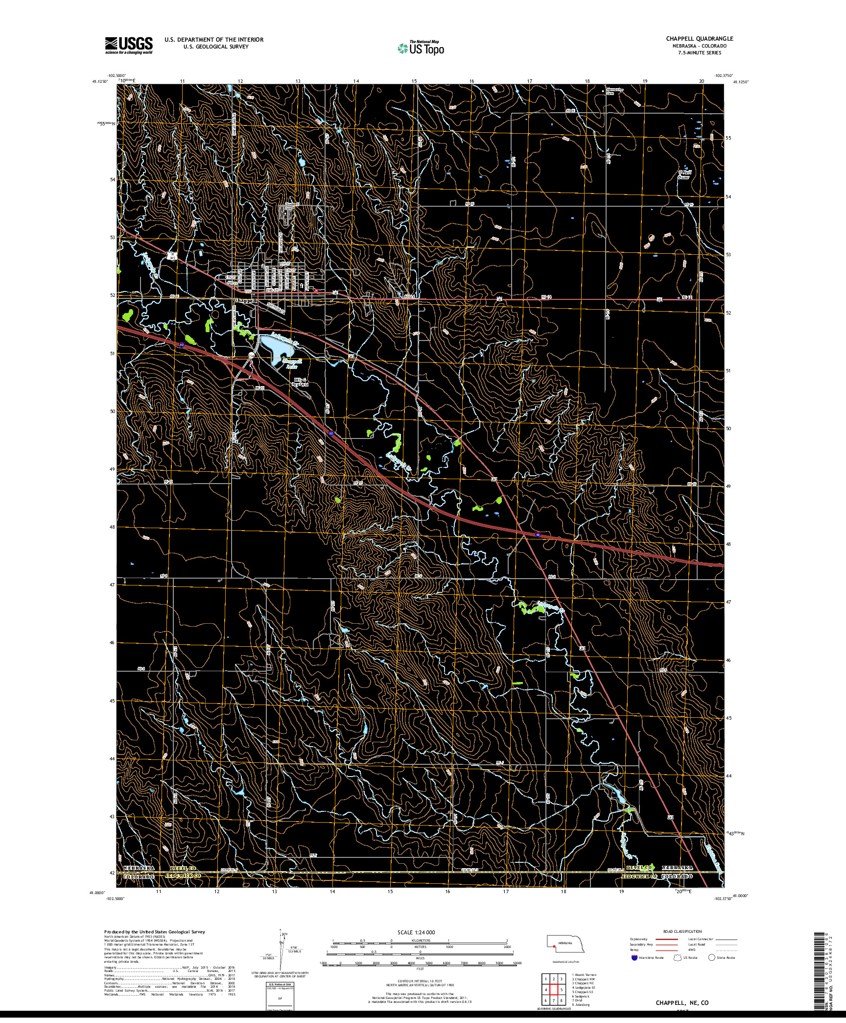 USGS US TOPO 7.5-MINUTE MAP FOR CHAPPELL, NE,CO 2017