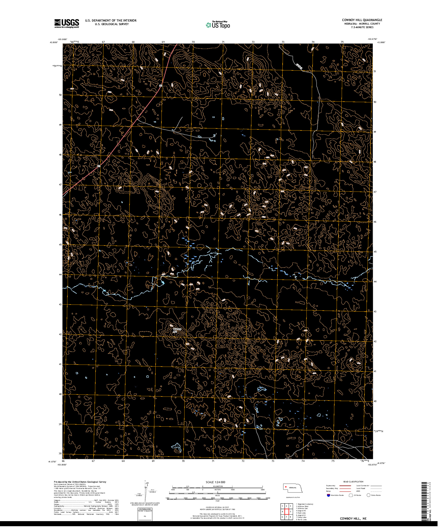 USGS US TOPO 7.5-MINUTE MAP FOR COWBOY HILL, NE 2017