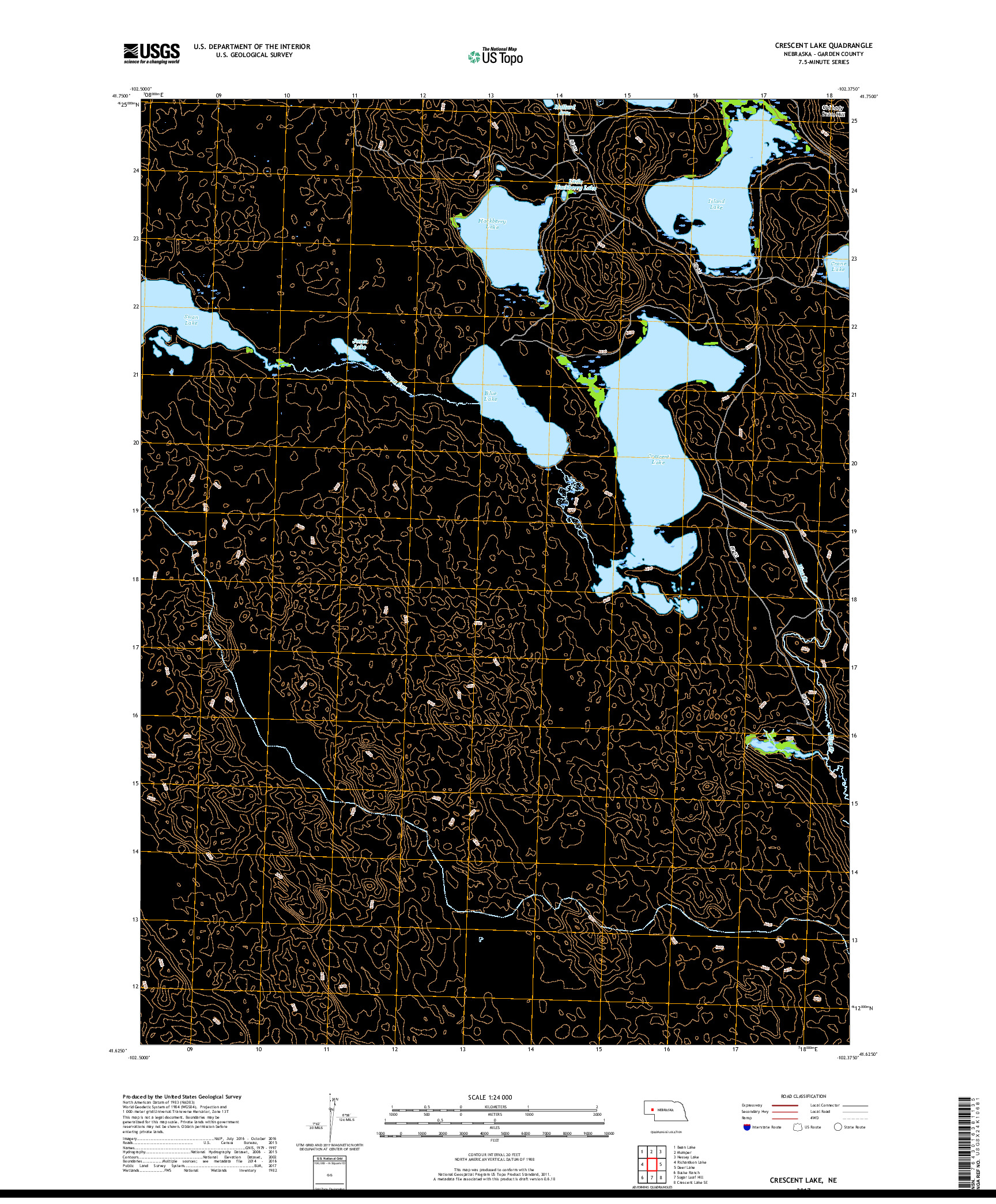 USGS US TOPO 7.5-MINUTE MAP FOR CRESCENT LAKE, NE 2017
