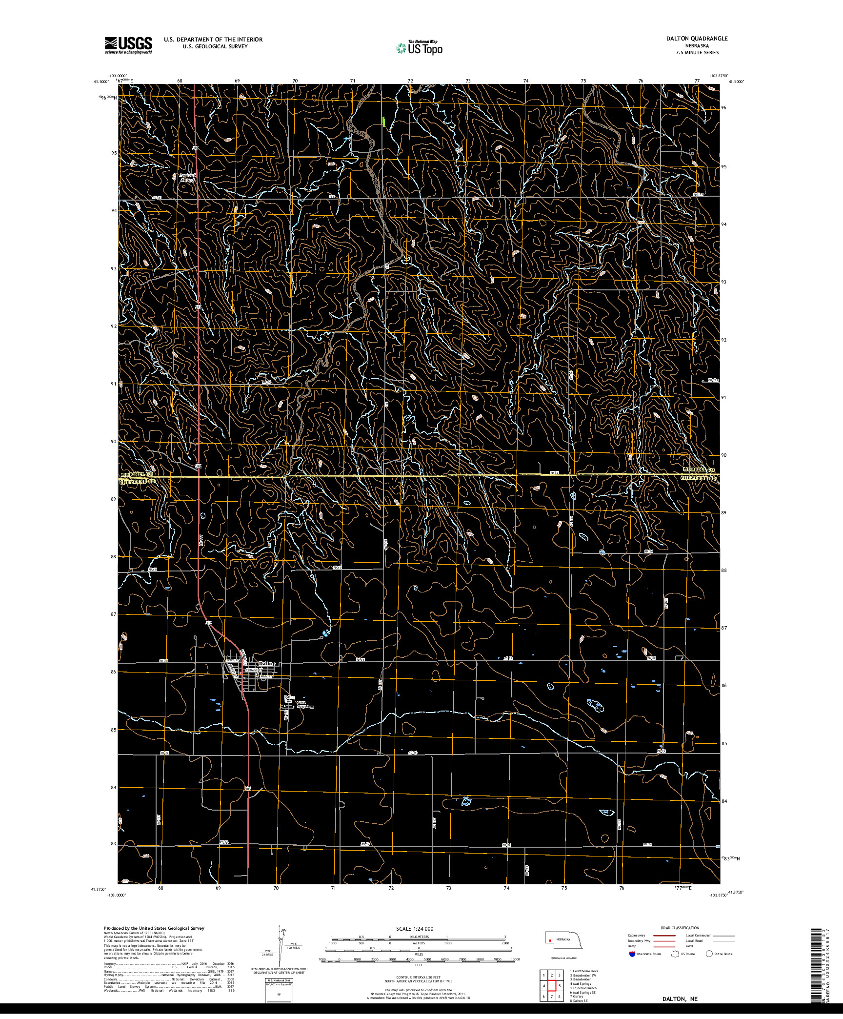 USGS US TOPO 7.5-MINUTE MAP FOR DALTON, NE 2017