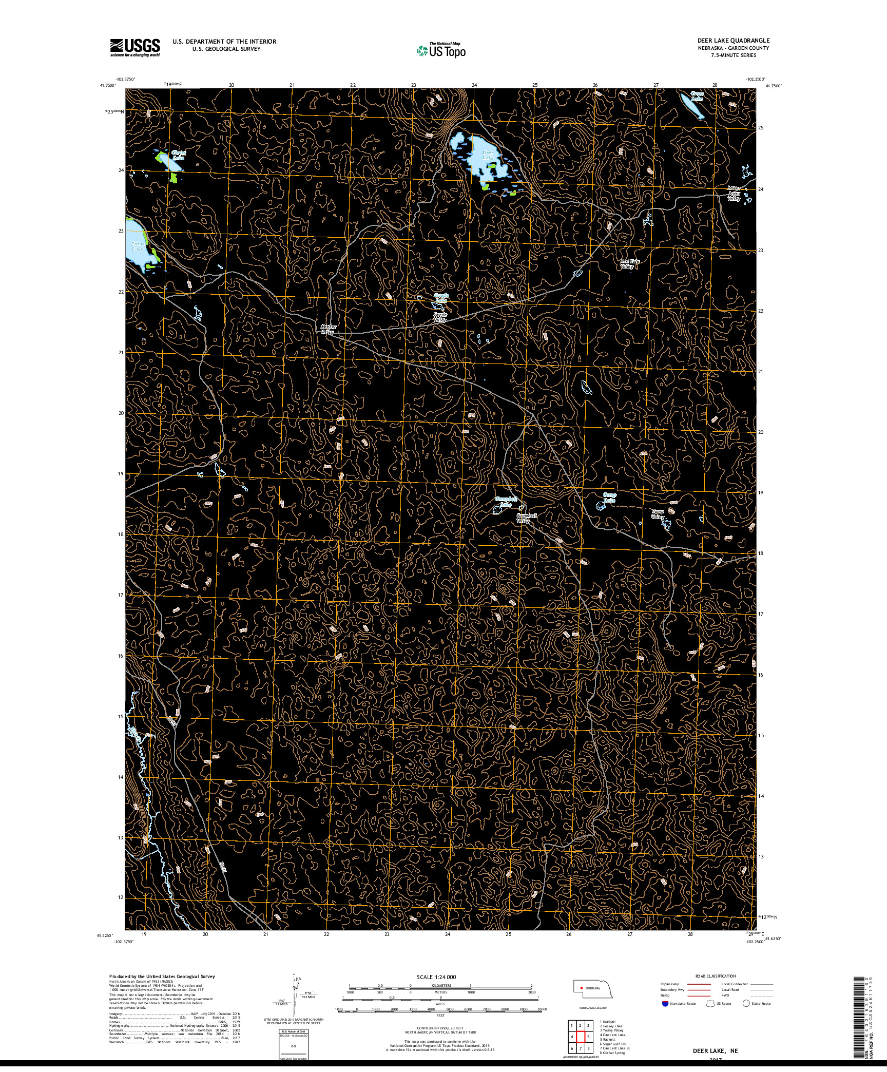 USGS US TOPO 7.5-MINUTE MAP FOR DEER LAKE, NE 2017