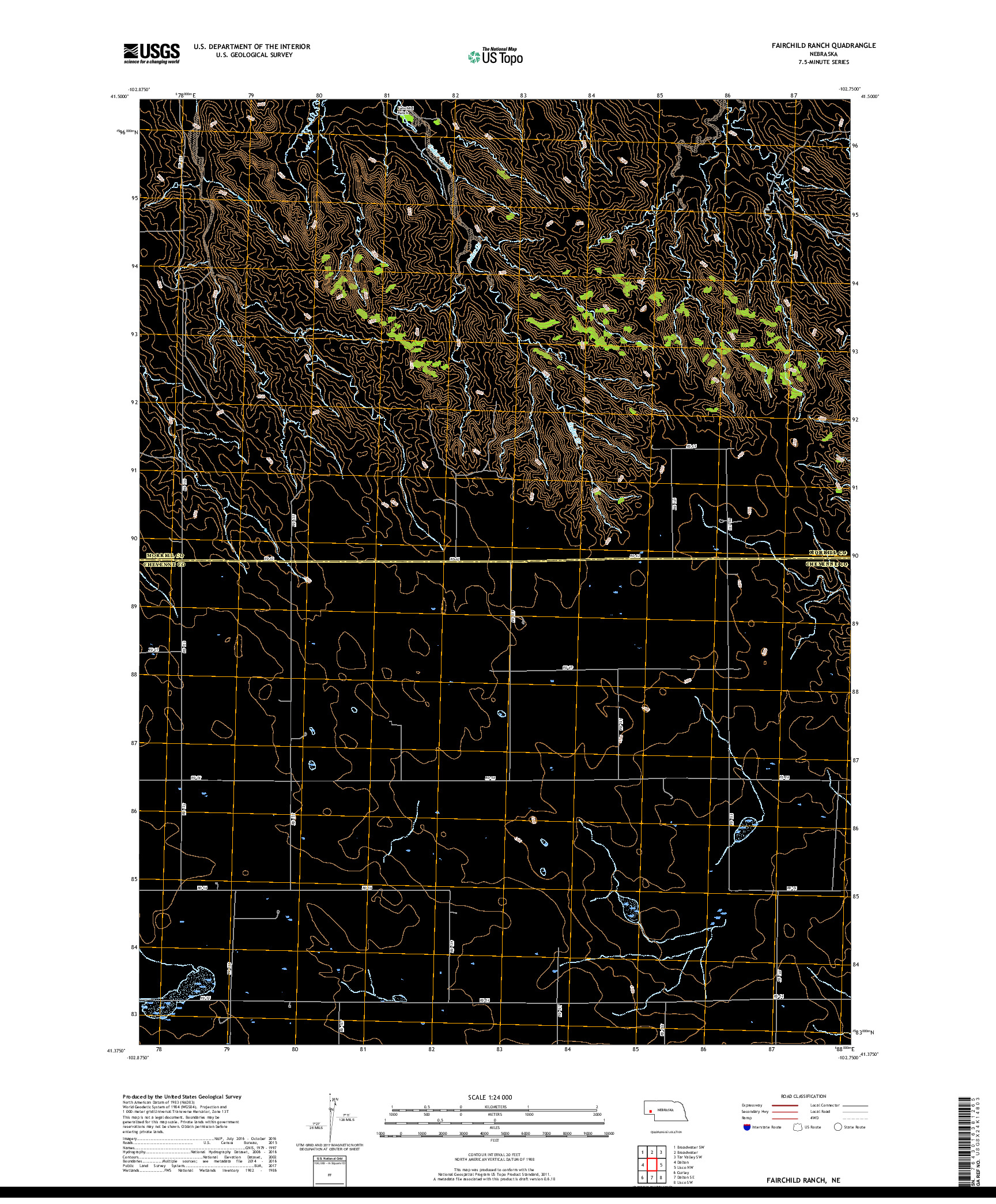 USGS US TOPO 7.5-MINUTE MAP FOR FAIRCHILD RANCH, NE 2017
