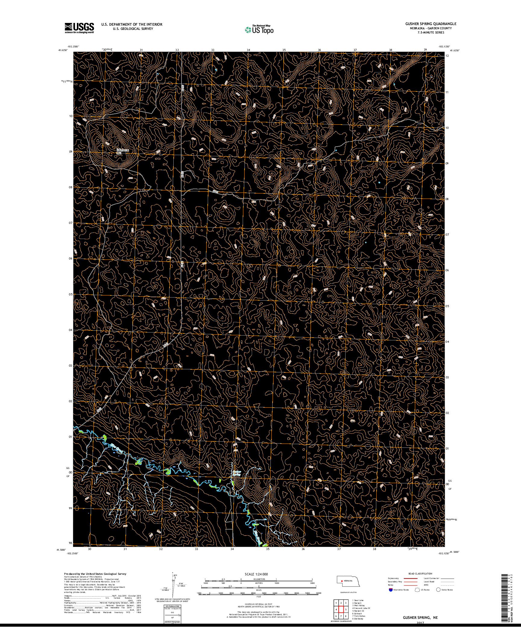 USGS US TOPO 7.5-MINUTE MAP FOR GUSHER SPRING, NE 2017