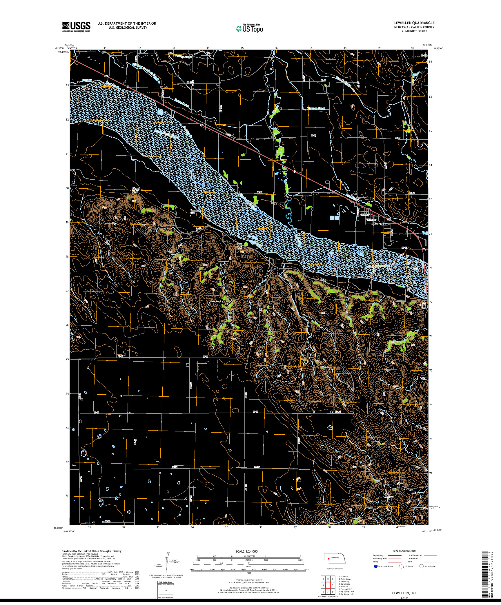 USGS US TOPO 7.5-MINUTE MAP FOR LEWELLEN, NE 2017