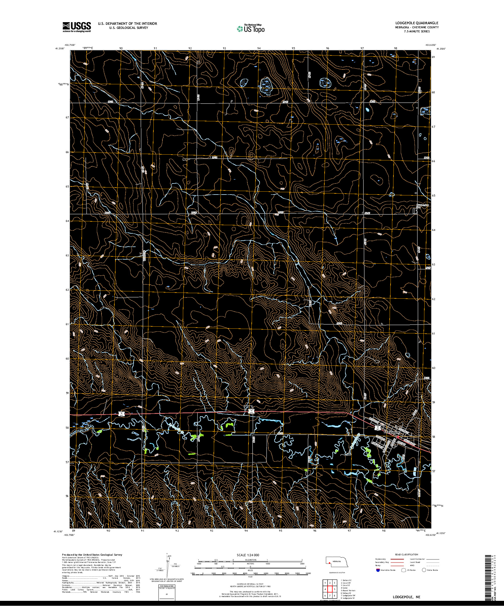 USGS US TOPO 7.5-MINUTE MAP FOR LODGEPOLE, NE 2017