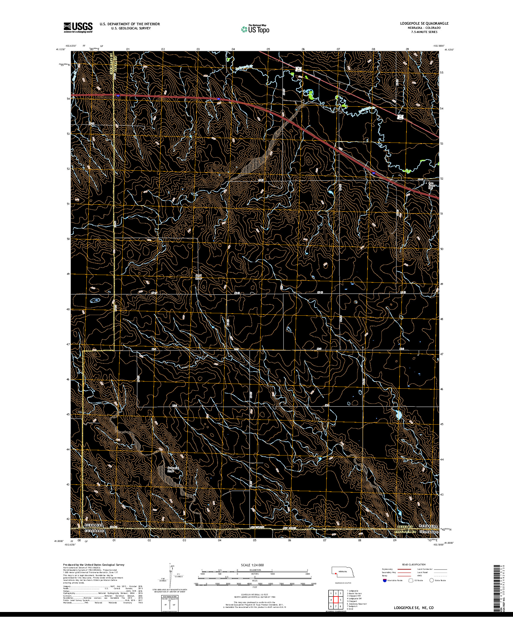 USGS US TOPO 7.5-MINUTE MAP FOR LODGEPOLE SE, NE,CO 2017