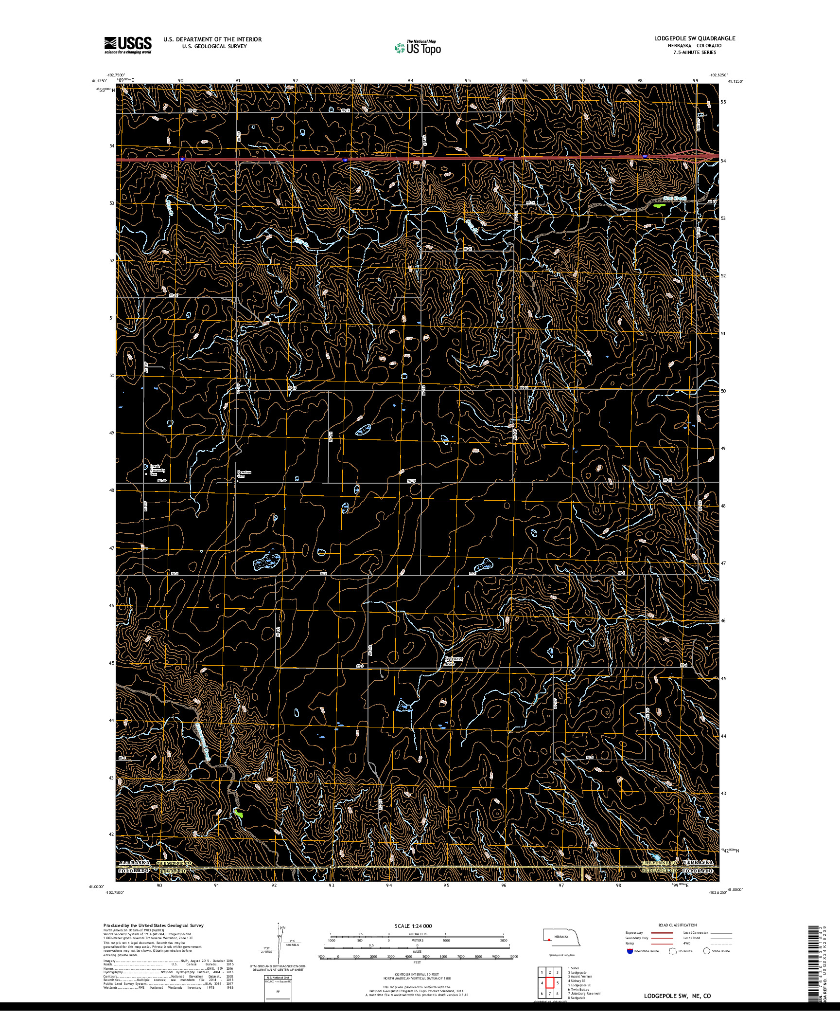 USGS US TOPO 7.5-MINUTE MAP FOR LODGEPOLE SW, NE,CO 2017