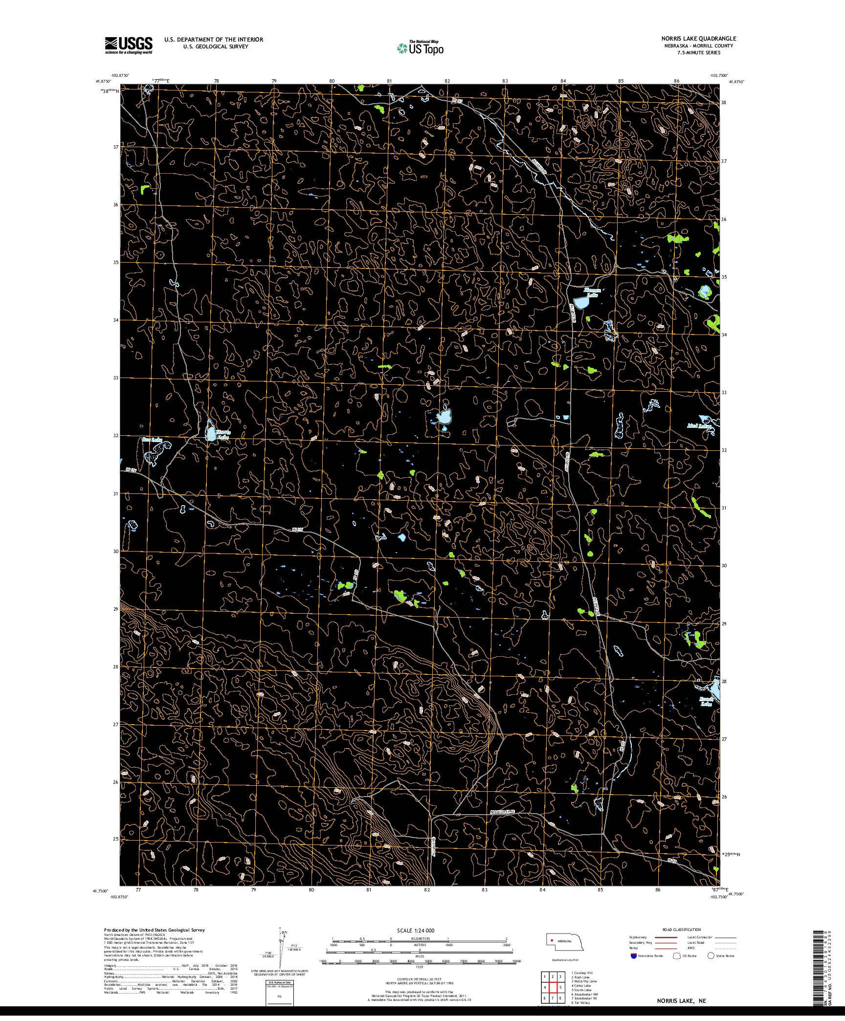 USGS US TOPO 7.5-MINUTE MAP FOR NORRIS LAKE, NE 2017