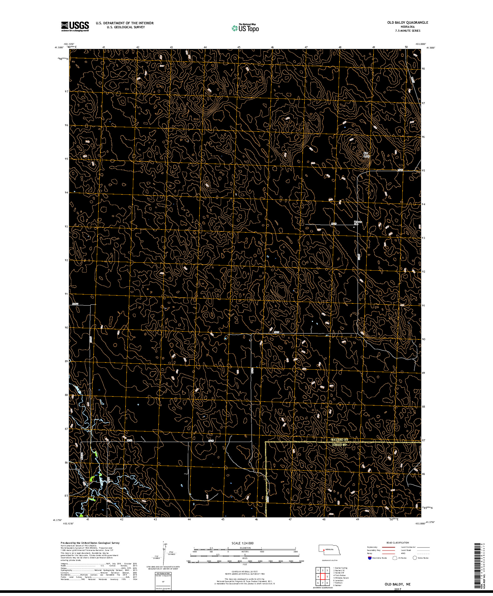 USGS US TOPO 7.5-MINUTE MAP FOR OLD BALDY, NE 2017